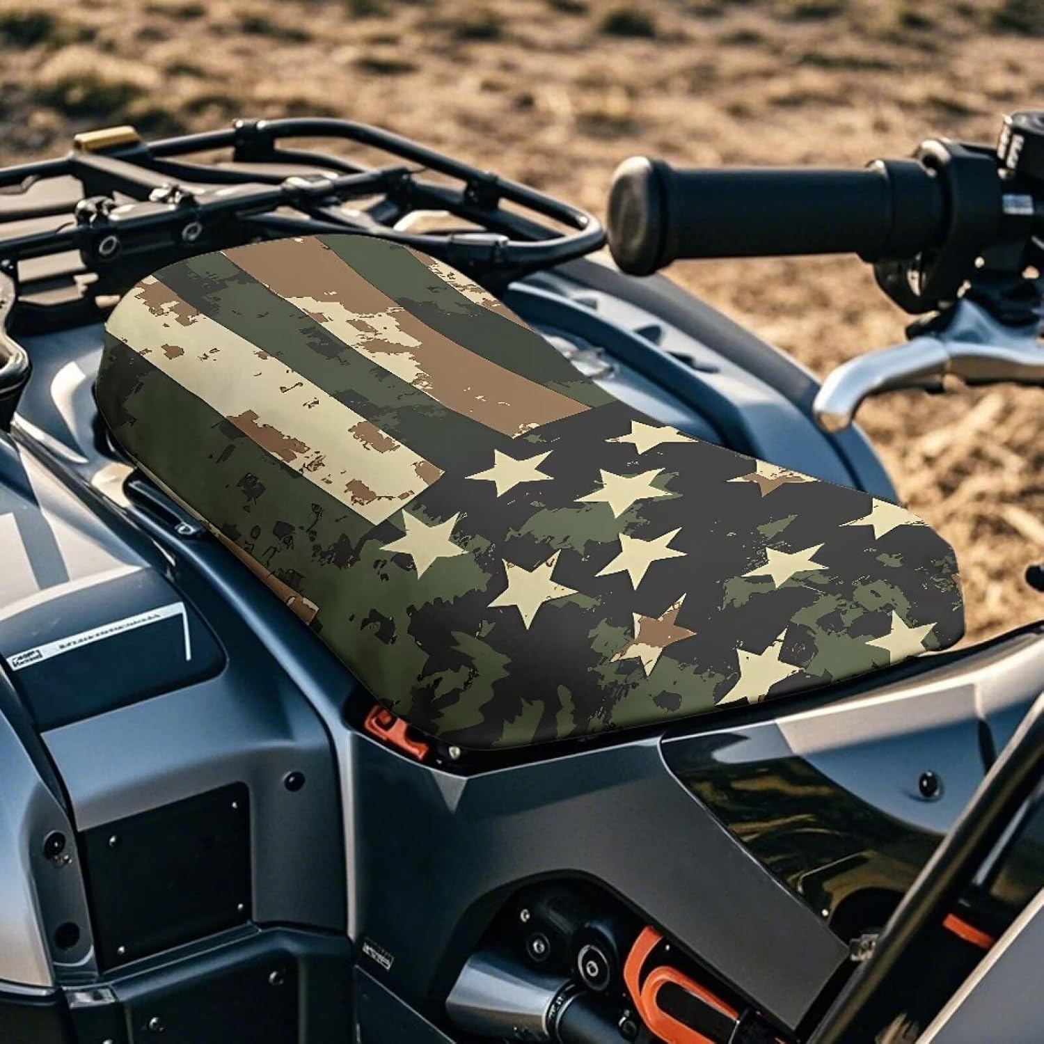 American Flag Camouflage 23×10 Inch ATV Seat Cover Non-Slip Breathable Waterproof Four-Wheeler Seat Cover Compatible with Polaris Sportsman Polaris Scrambler Honda Rancher image 2