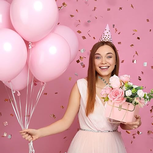 Miniatura 4 de Lincia 12 cajas de flores rosas de San Valentín, bolsa de regalo de flores de boda, cajas de ramo de San Valentín con cajas de asa para arreglos,