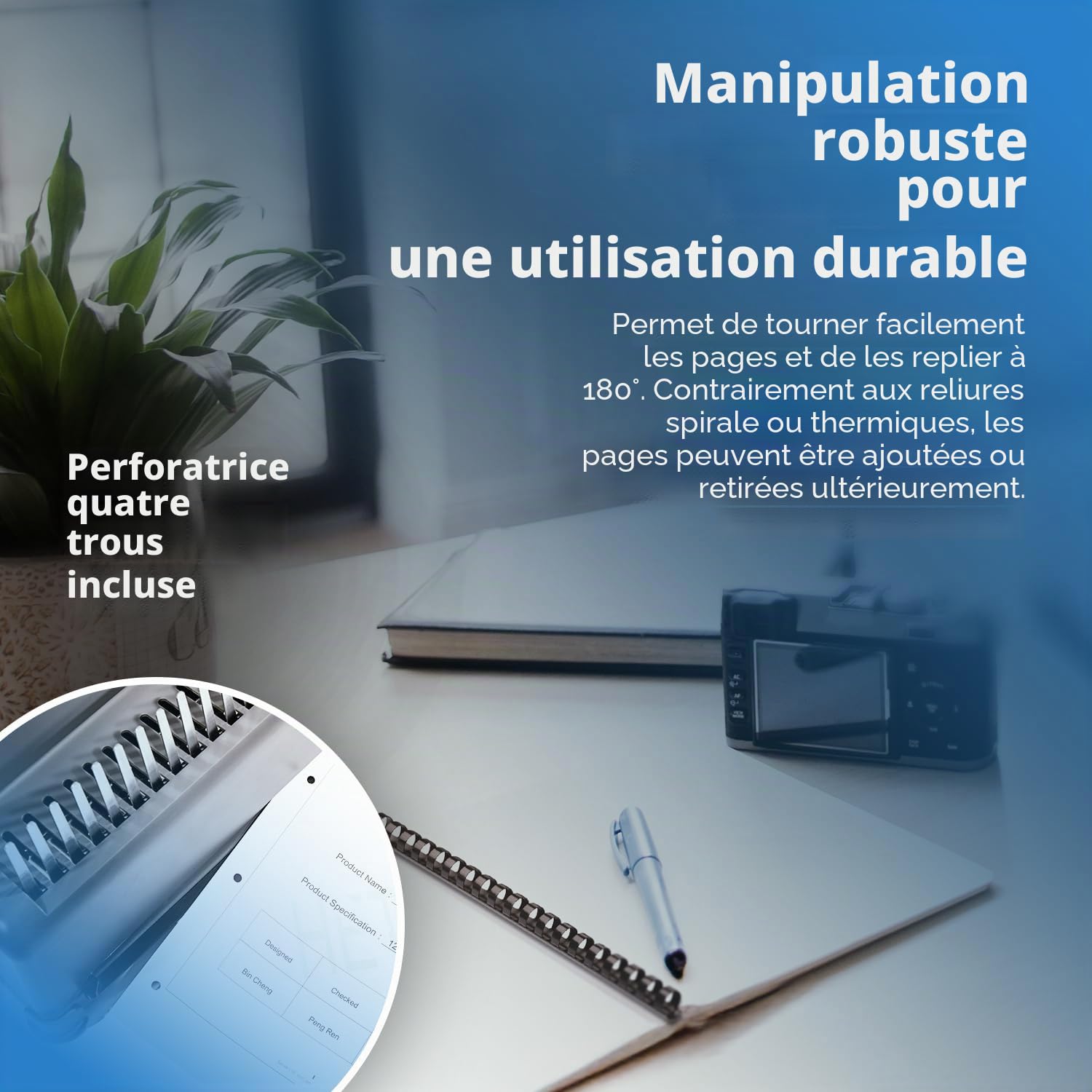 Relieuse Genie CB 850 350 Feuilles DIN A4 Argent/Noir