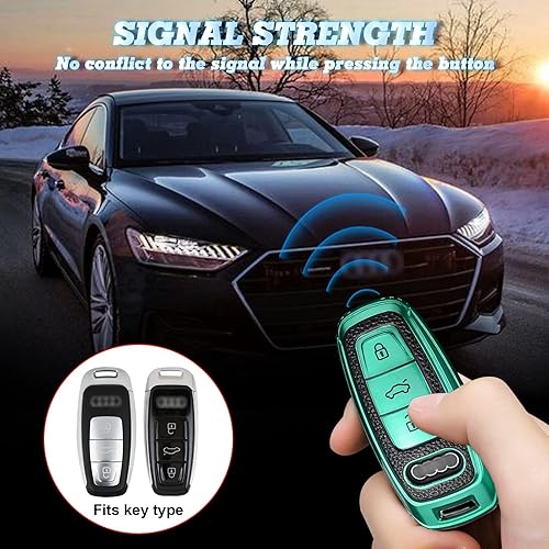 Miniatura 8 de Xotic Tech - Funda para llavero con textura de piel granulada de TPU azul con llavero azul, compatible con Audi A3 A6 A7 A8 E-Tron S3 S6 RS6 S7 RS7