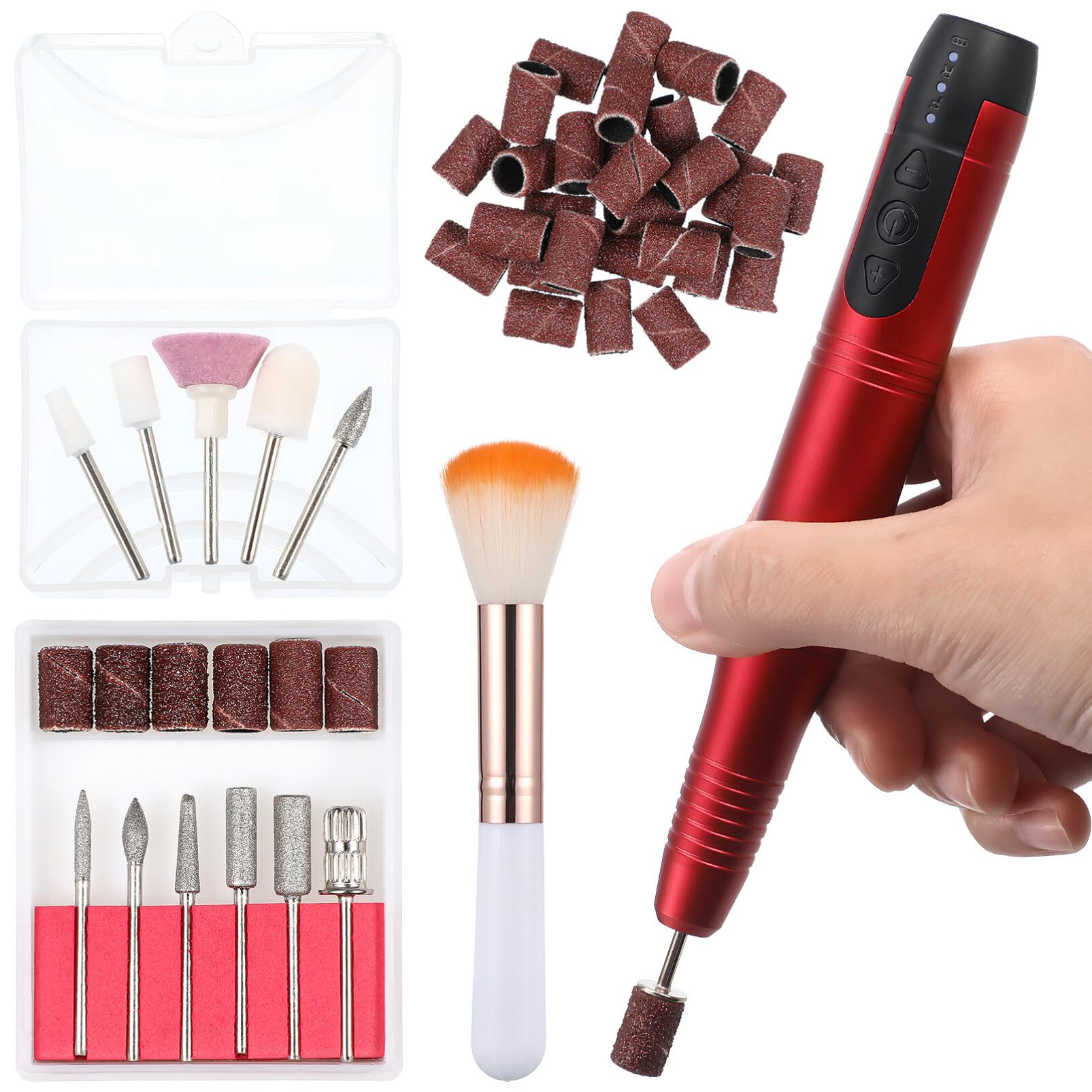 Healvian 1set Elettrico Per Manicure Trapano Per Unghie Portatile Fresa Elettrica Con Batteria Kit Completo Per Delle Unghie Strumento Professionale Per Saloni e Uso Domestico