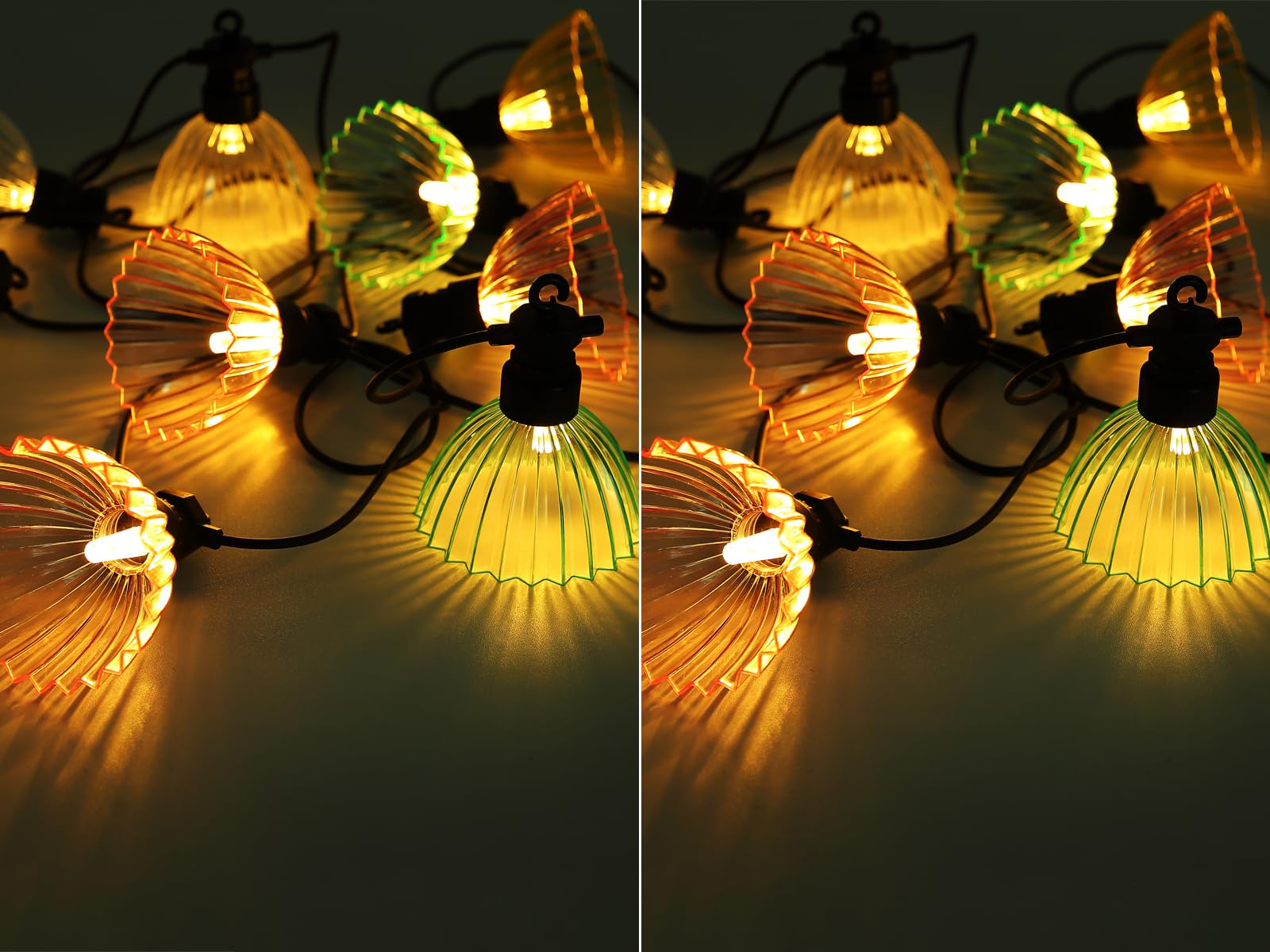 meineWunschleuchte 2er Set Solarbetriebene Outdoor Lichterkette mit 10 bunten Schirmen, 3,6 Meter