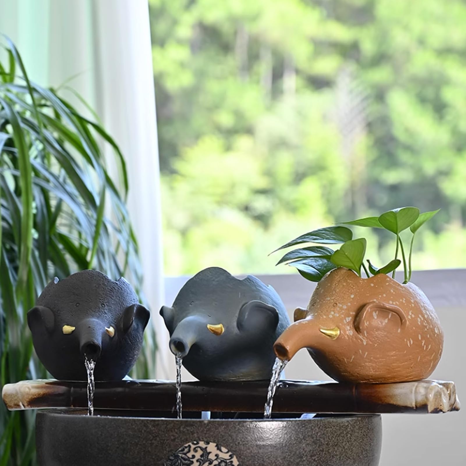 Odpieniacze do Oczek Wodnych, Fontanny do Stawu Dla Zwierząt, Małych Stawów Fontanny, Ceramiczna Doniczka DIY, Ozdoba Na Balkon, Dziedziniec, Patio I do Domowego Biura(Blue)