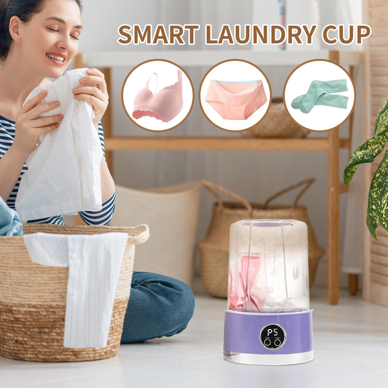 Lavadors Portátil Mini Recargable, Con Centrifugador, 20x13x13 cm Capacidad Para Ropa Interior, Calcetines Y Ropa De Bebé, Lavado Con Batería De Larga Duración, Ideal Para Viajes Y Espacios Pequeños - 3