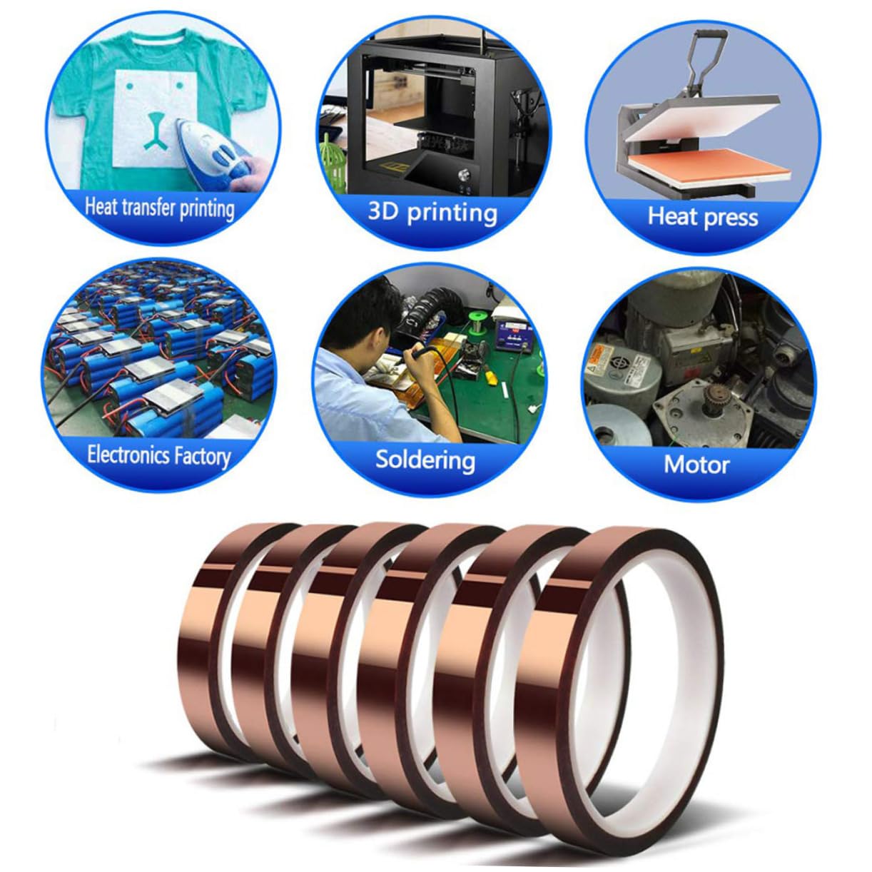 DINHEAROM 6 Rolls Static Tape Acid Resistant Insulation Tape for Repairing Tools Easy to Tear Wide Long Suitable for Sealing Machines and More