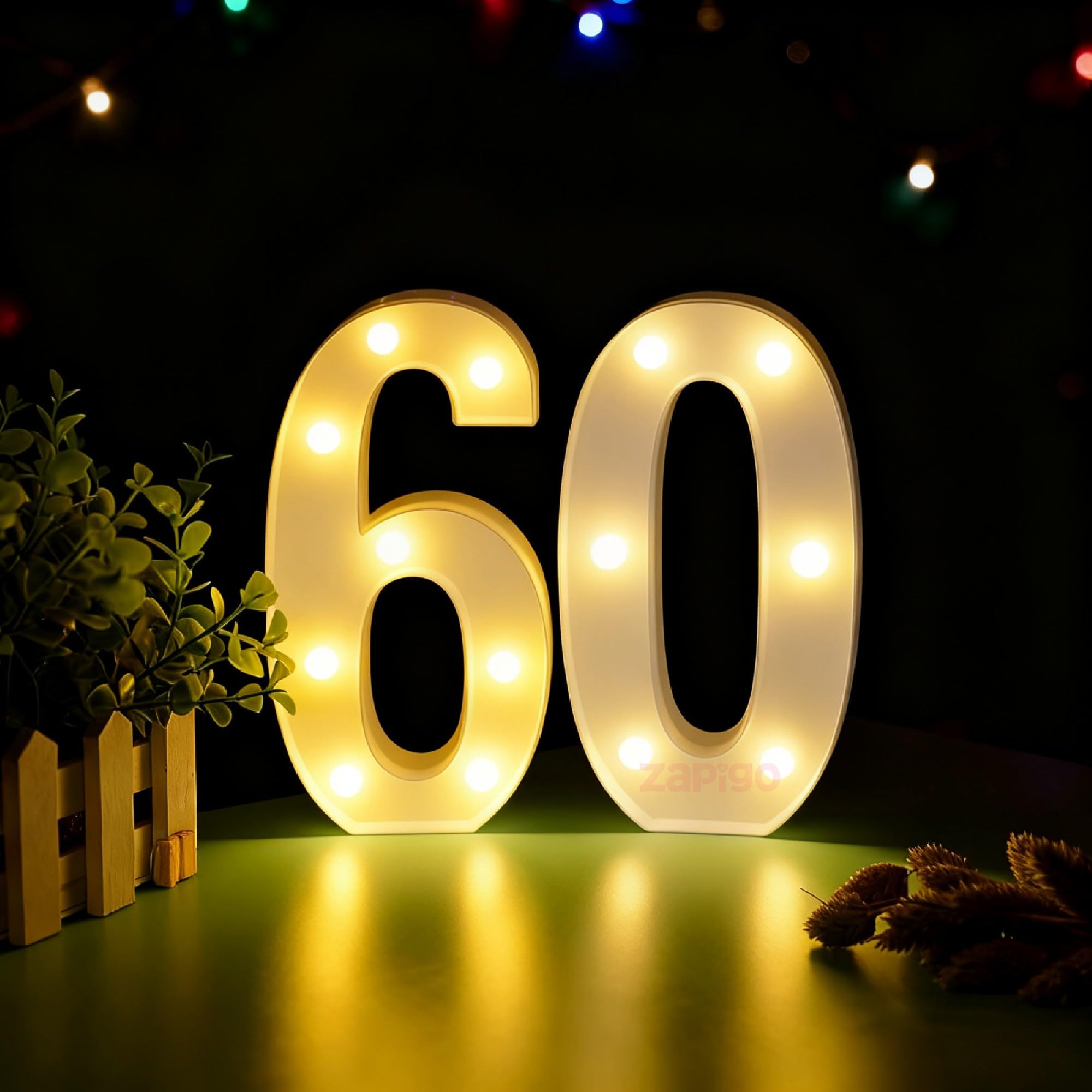Balloonistics LED Marquee Number 60 Light - Cordless Battery-Operated Light Up Number Sign for 60th Birthday, Anniversary, Wedding, Party Decoration, Photo Booth Backdrop, Cake Table Decor-picture-27
