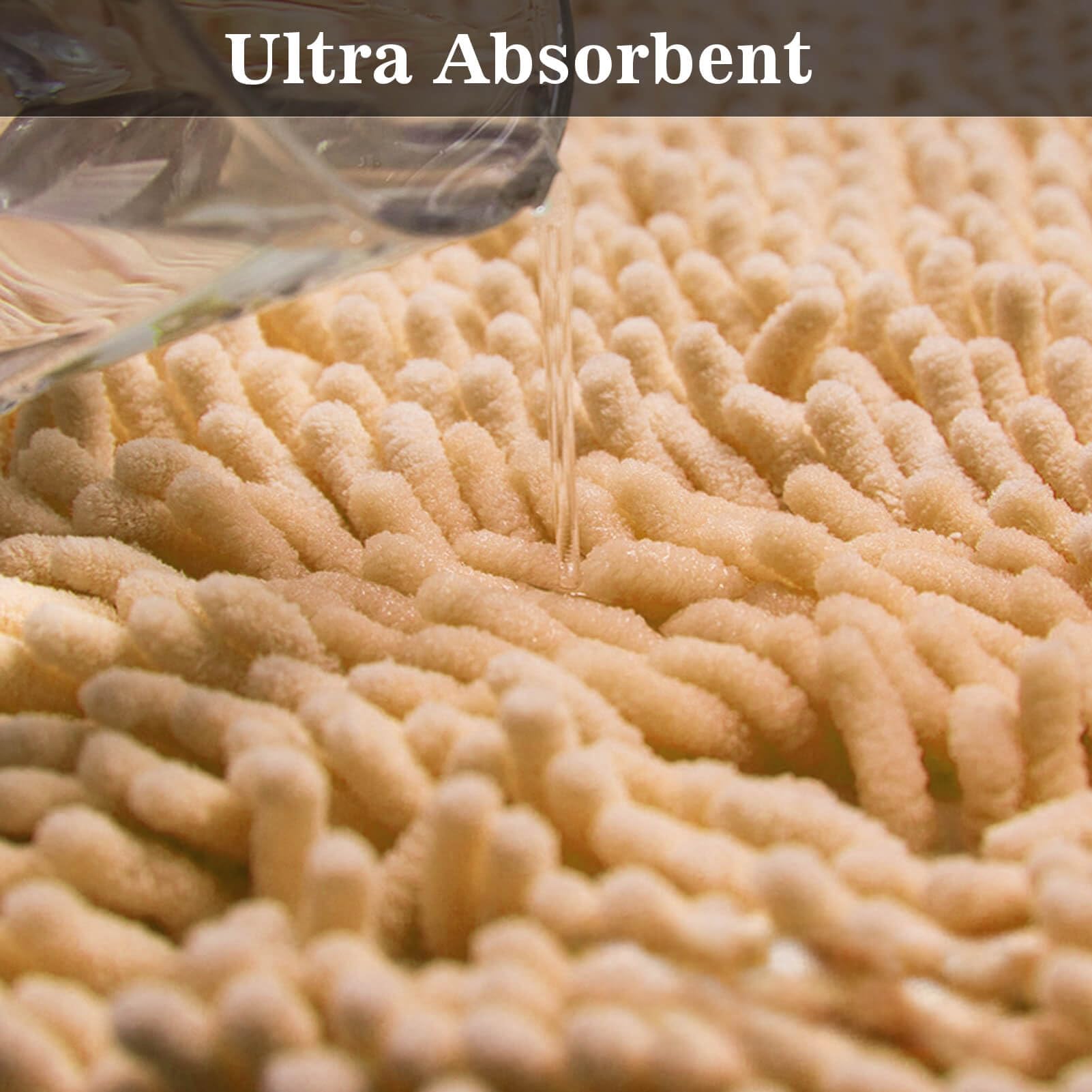 Halbrunde Badematte, rutschfest, beige, Badezimmerteppiche, halbrund, Chenille, Badteppich, wasserabsorbierende Bodenmatten für Kinder, ultraweich, waschbar, Badezimmer, trocken, schnell,