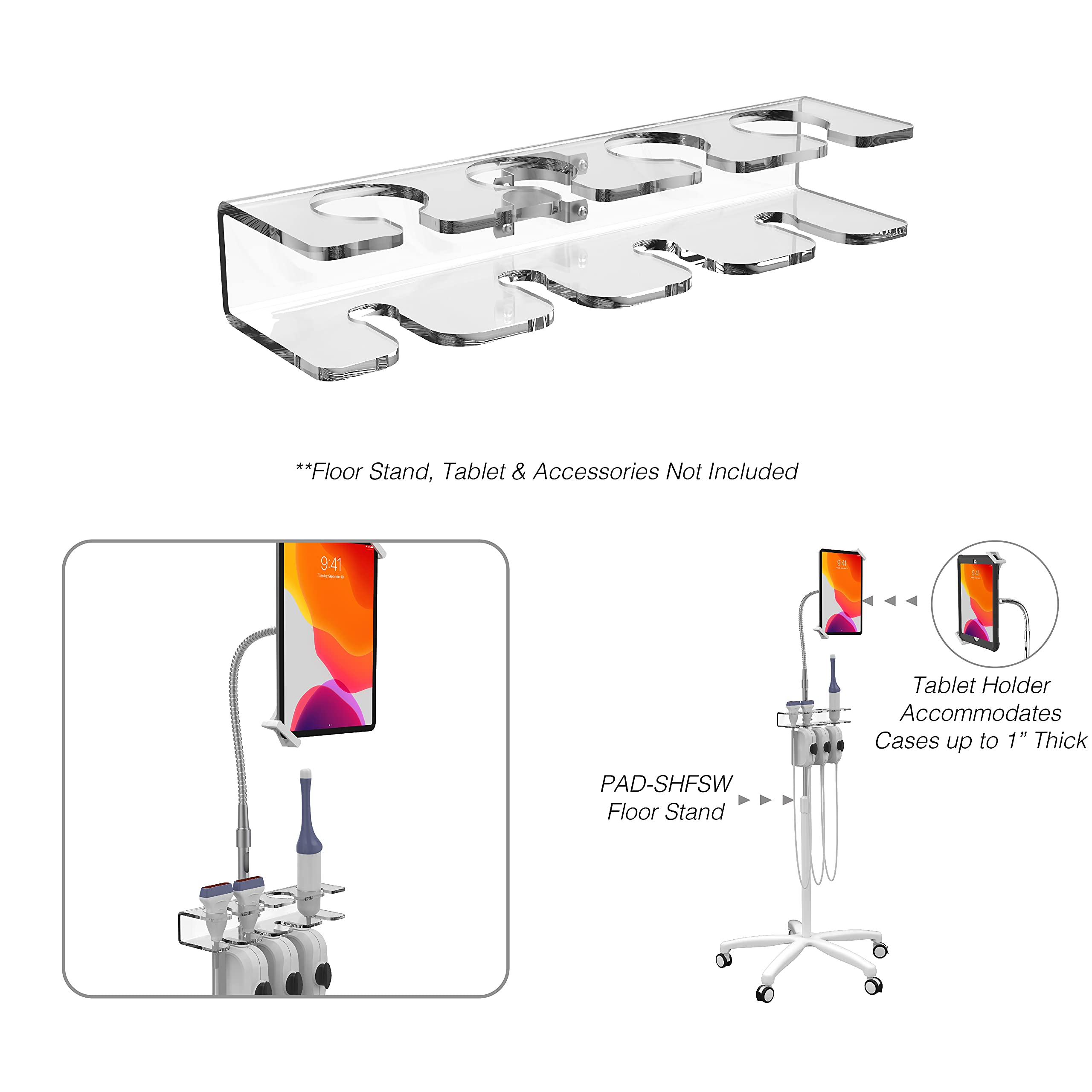 Add-On Medizinische Sondenhalter - CTA Add-On Sondenhalter für Ultraschall und andere medizinische Geräte für große 4D OB Standardsonden - Schmale MSK-Sonden & andere CTA-Produkte (ADD-Sonde)