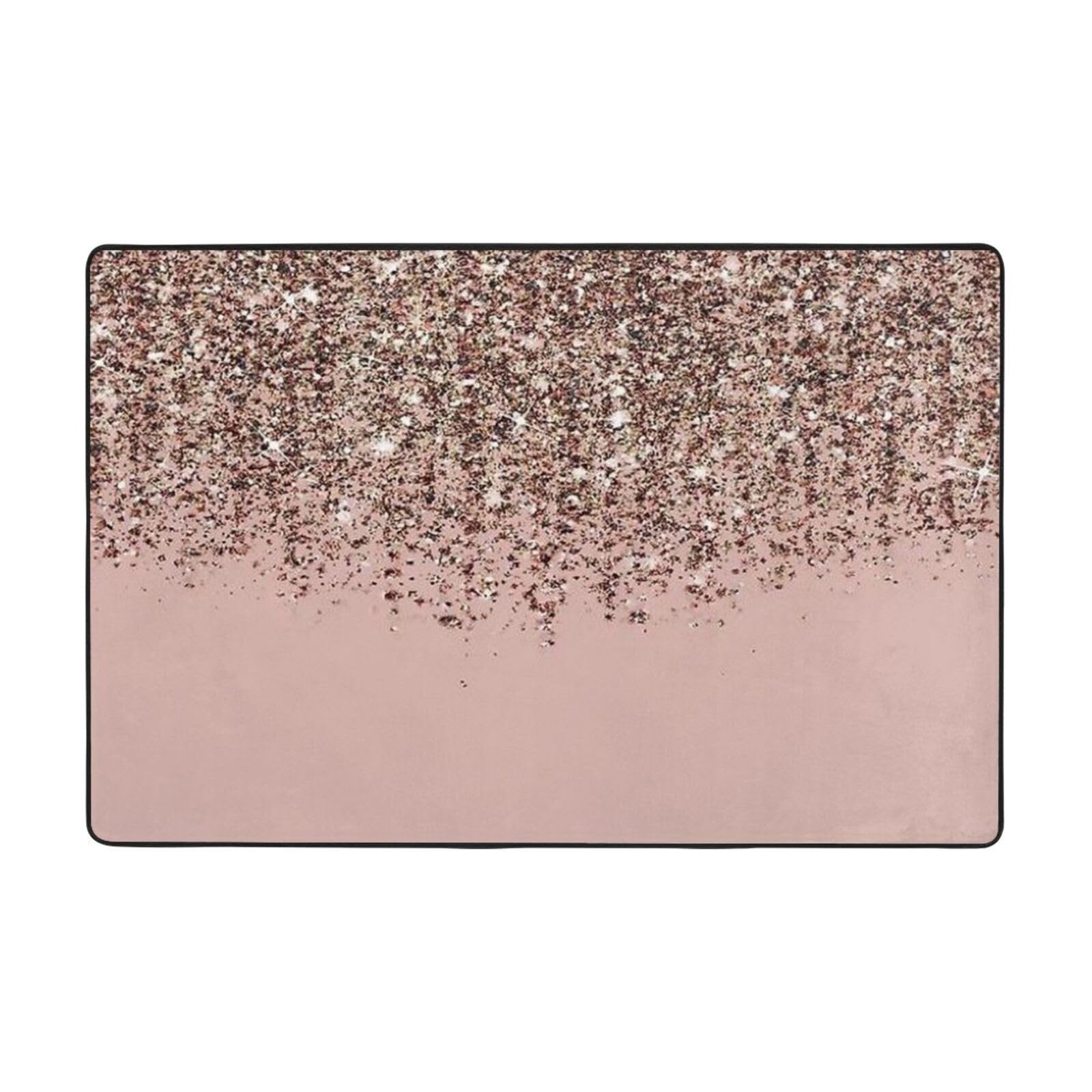 Tapis de sol flanelle de luxe antidérapant avec finitions paillettes chic