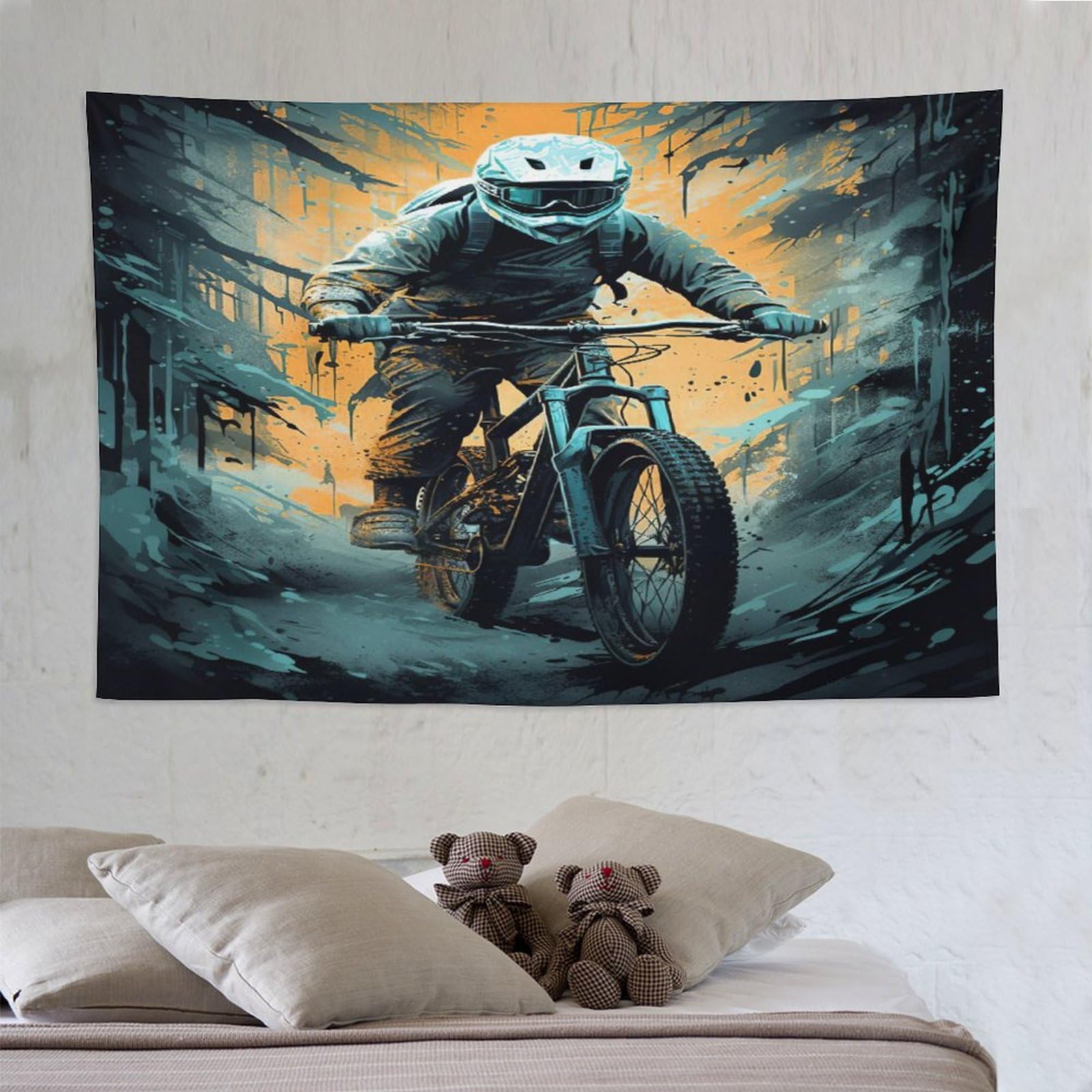 Mountain Bike Tapestry, Tapestry Wall Hanging Poster Print Bedroom Living Room Home Wall Art Decoration 150×230cm
