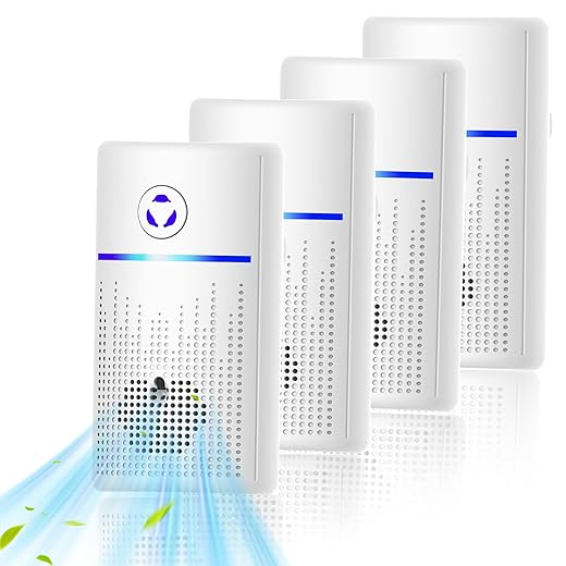 Air Ionizers for Home 4Pack,2026 Upgraded Plug-in Air Purifier with Negative Ion Technology, Odor Eliminator for Pet, Smoke, Dust-Quiet Portable Air Freshener for Bedroom, Office, Kitchen, Litter Box