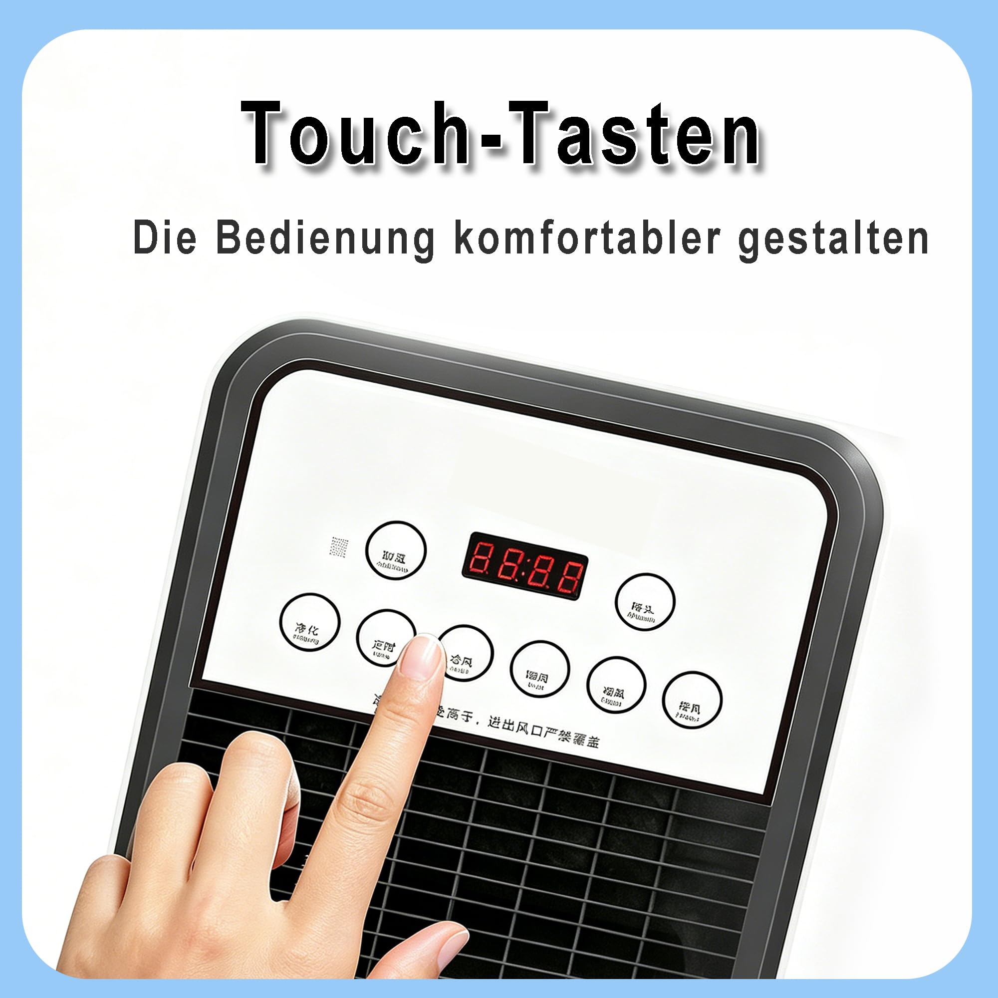 MOZIMO 4-in-1 Kalt-/Warmluft-Ventilator mit Wasserkühlung | Leiser Turmventilator & Raumkühlgerät mit Fernbedienung | Oszillation & 7-Stunden-Timer | Für alle Jahreszeiten geeignet