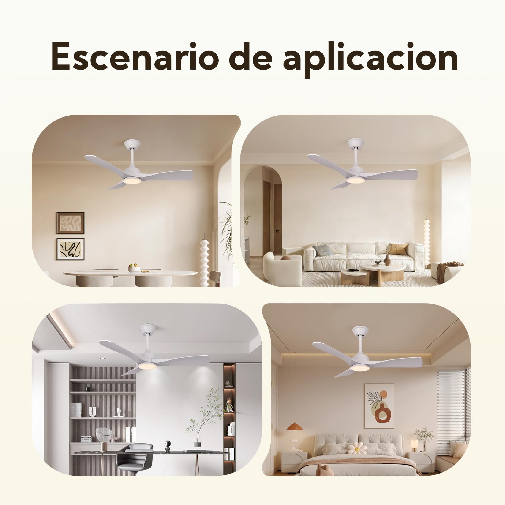 Ventilador de Techo con Luz y Mando a Distancia 106cm, Motor DC Silencioso, 3 Aspas plástico Blanco, Plafón LED Regulable 3 Tonos, Ventilador Moderno de Bajo Consumo, Blanco