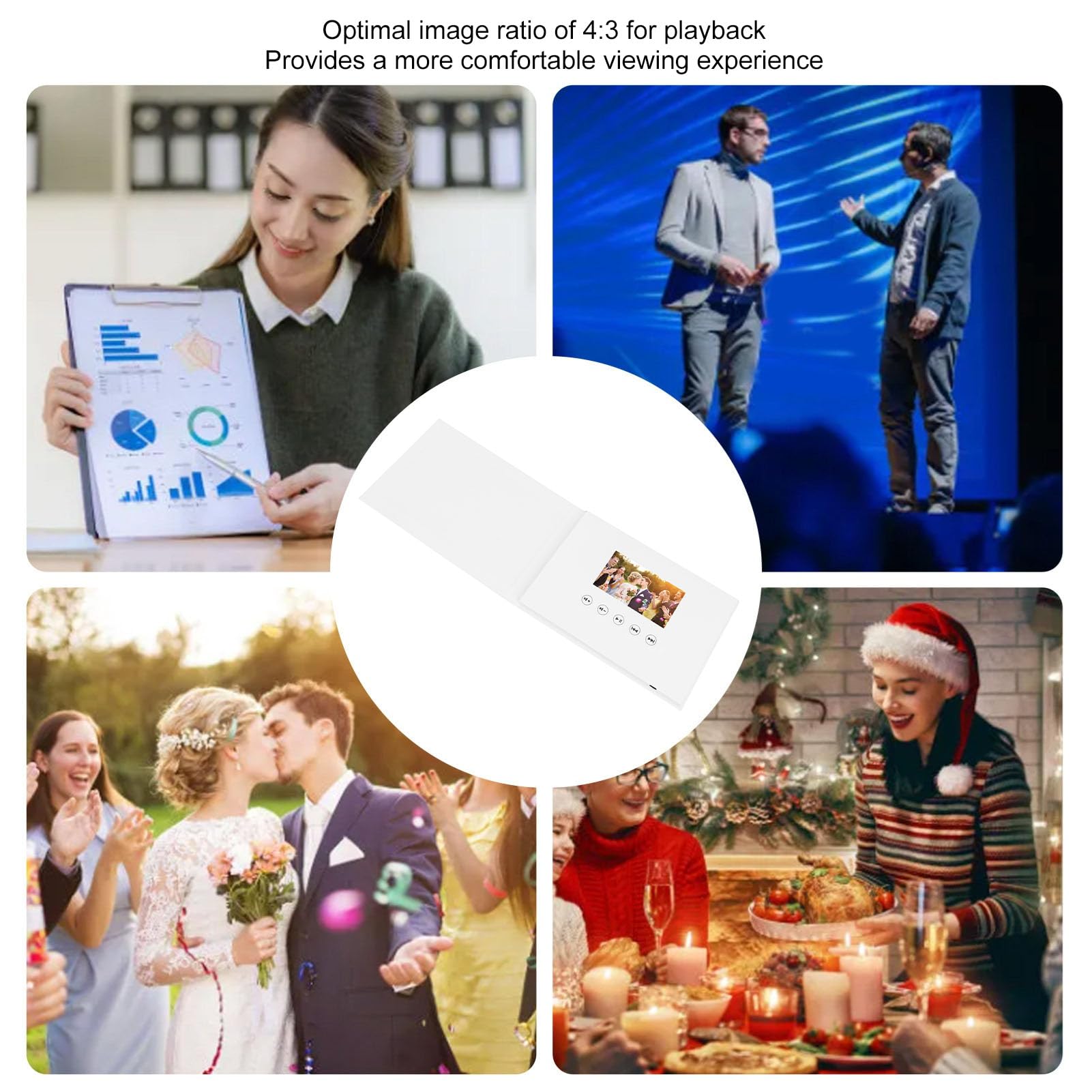 Carte de Voeux Vidéo, Livre de Mémoire Vidéo Album Numérique avec 4 Go de Stockage pour Les Mariages, Les Retraite, Les (Batterie de 400 Pouces 500mAh Li ION)