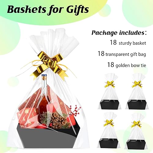Miniatura 4 de Fainne El kit de 54 canastas para regalos incluye 18 canastas de regalo vacías a granel, cesta de almacenamiento de alimentos de 9.8 x 8.5 x 3.5