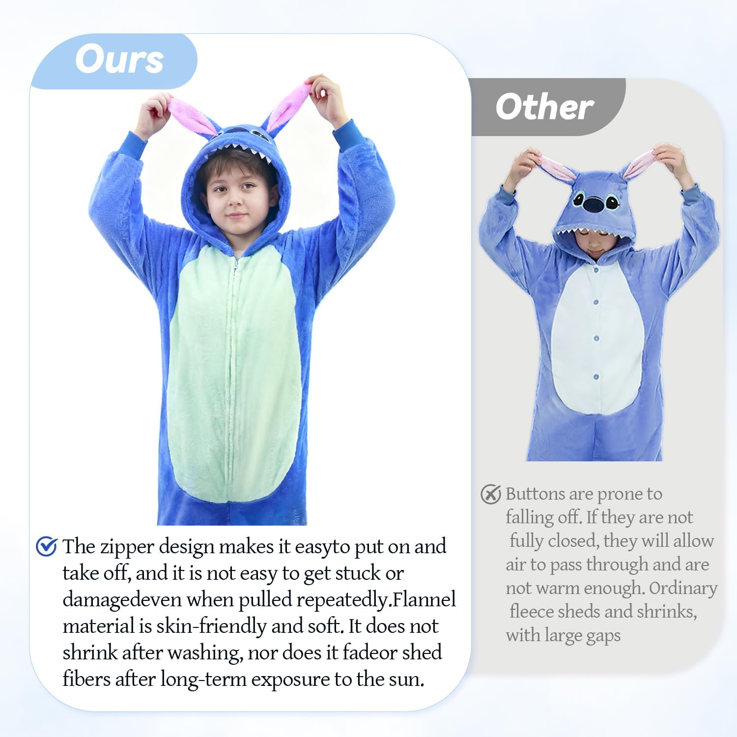 Unisex Kids Animal Onesie Pajamas, Flannel Halloween Cosplay Costume for Boys Girls - Homewear Sleepwear Outfit Gifts - Image 6