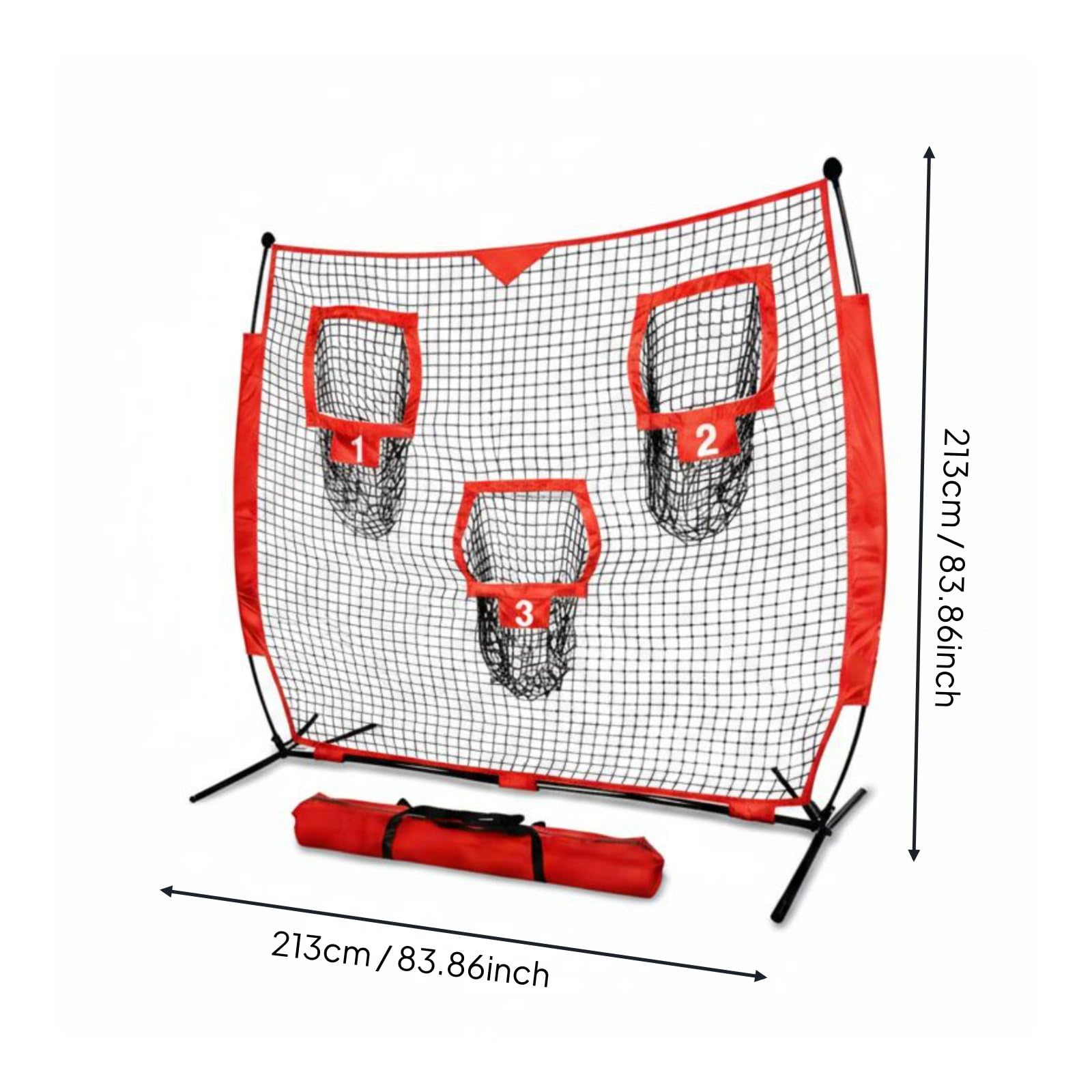 Milageto Rete di Allenamento a 3 Fori Versatile Rete da Pitching Alta Densità Attrezzatura Sportiva per Campo Sportivo
