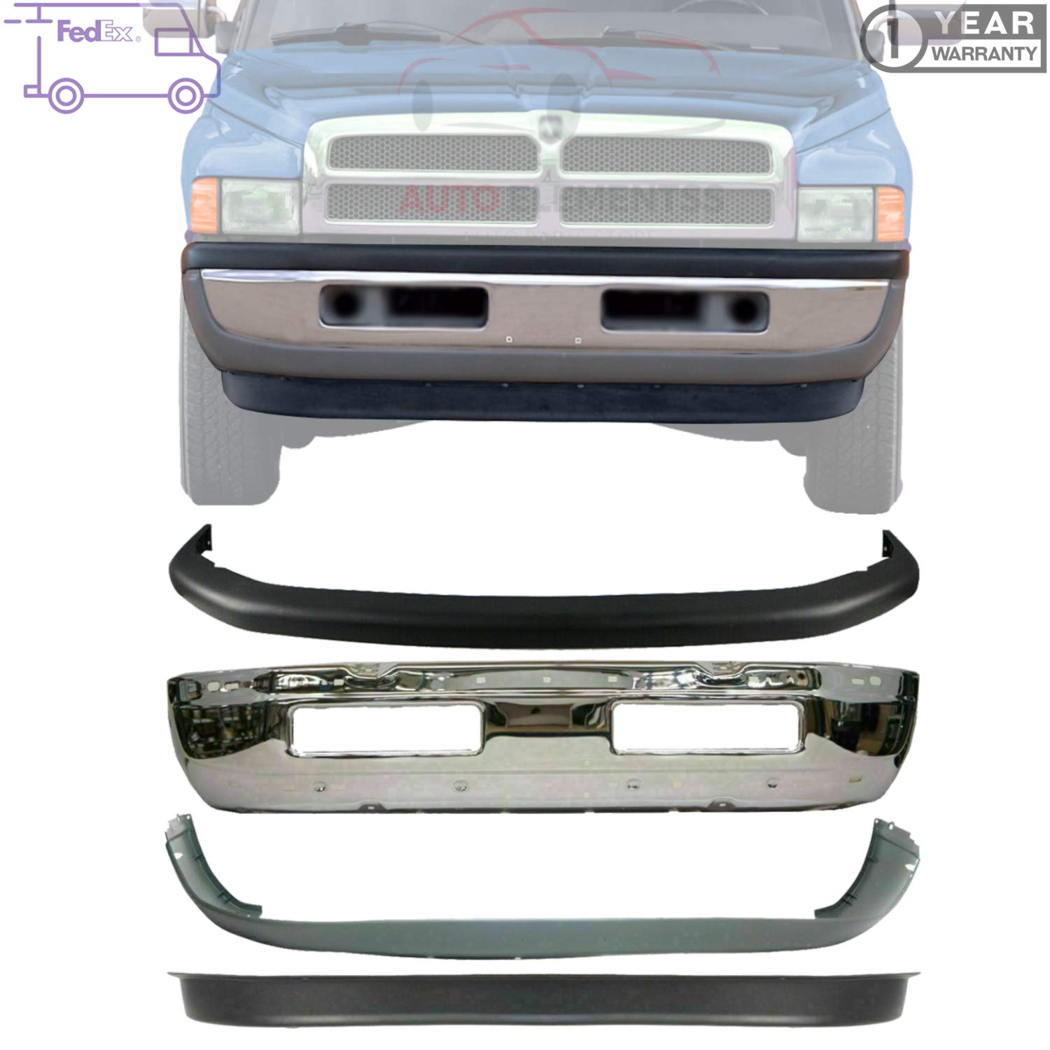 Front Bumper Face Bar Chrome Steel - Key Features