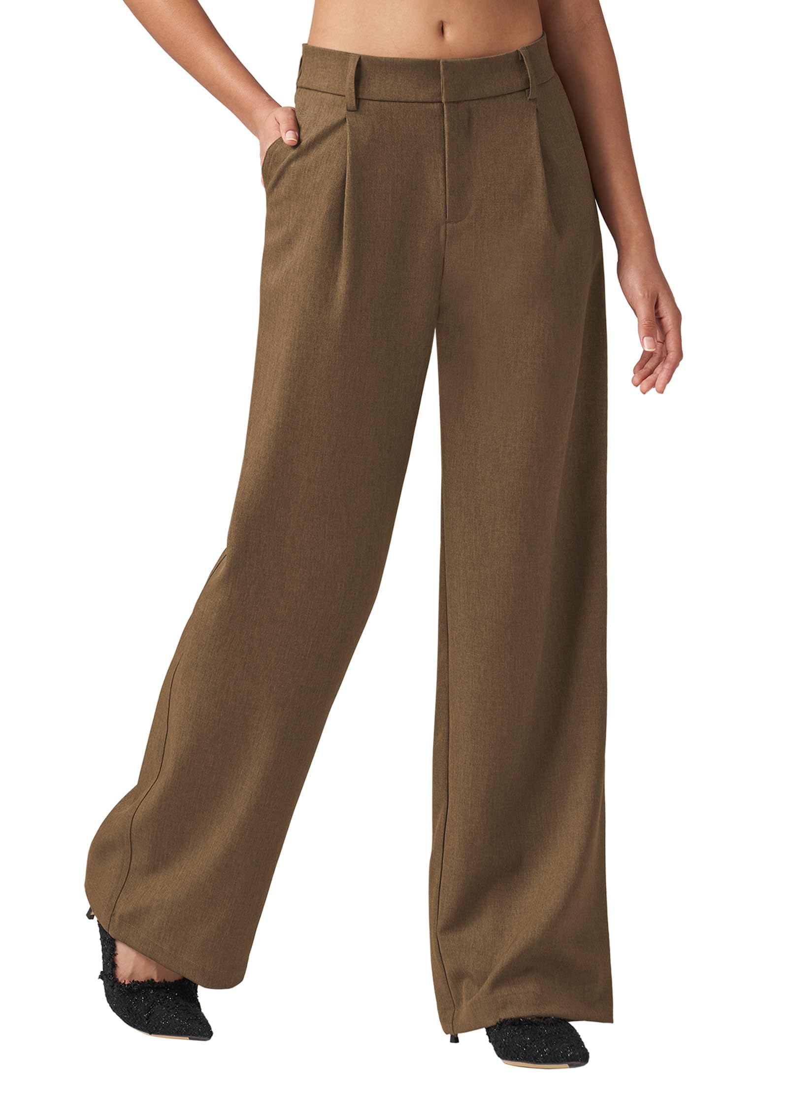 Womens Wide Leg Work Dress Pants High Waisted Casual Slacks Business Office Pants with Pockets 29 31