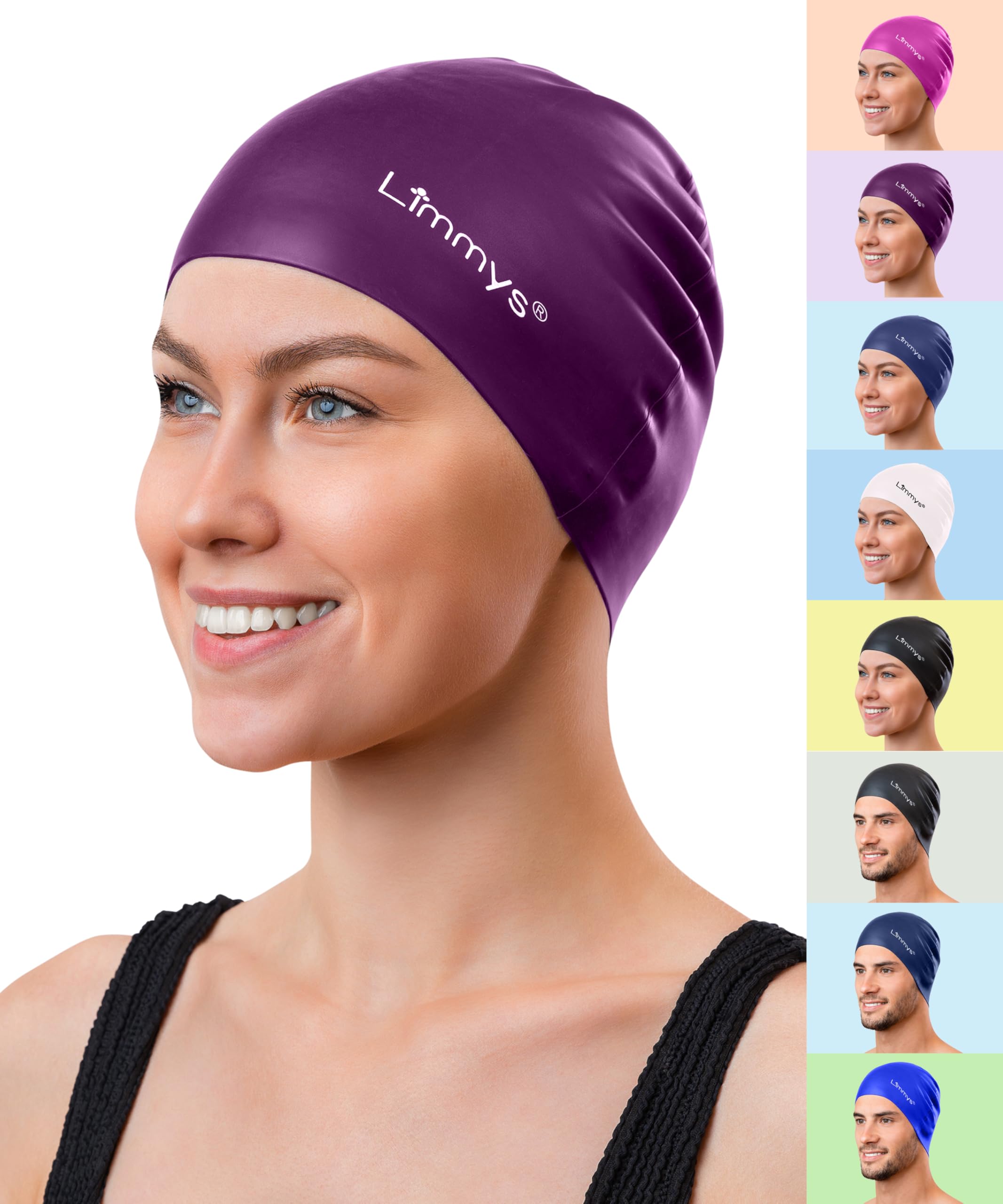 Limmys Bonnet de Natation en Silicone pour Adultes – Bonnet de Piscine Souple et Extensible pour Femme et Homme – Ajustement Confortable sans Pression, Résistant au Chlore, Silicone Durable Sans Latex