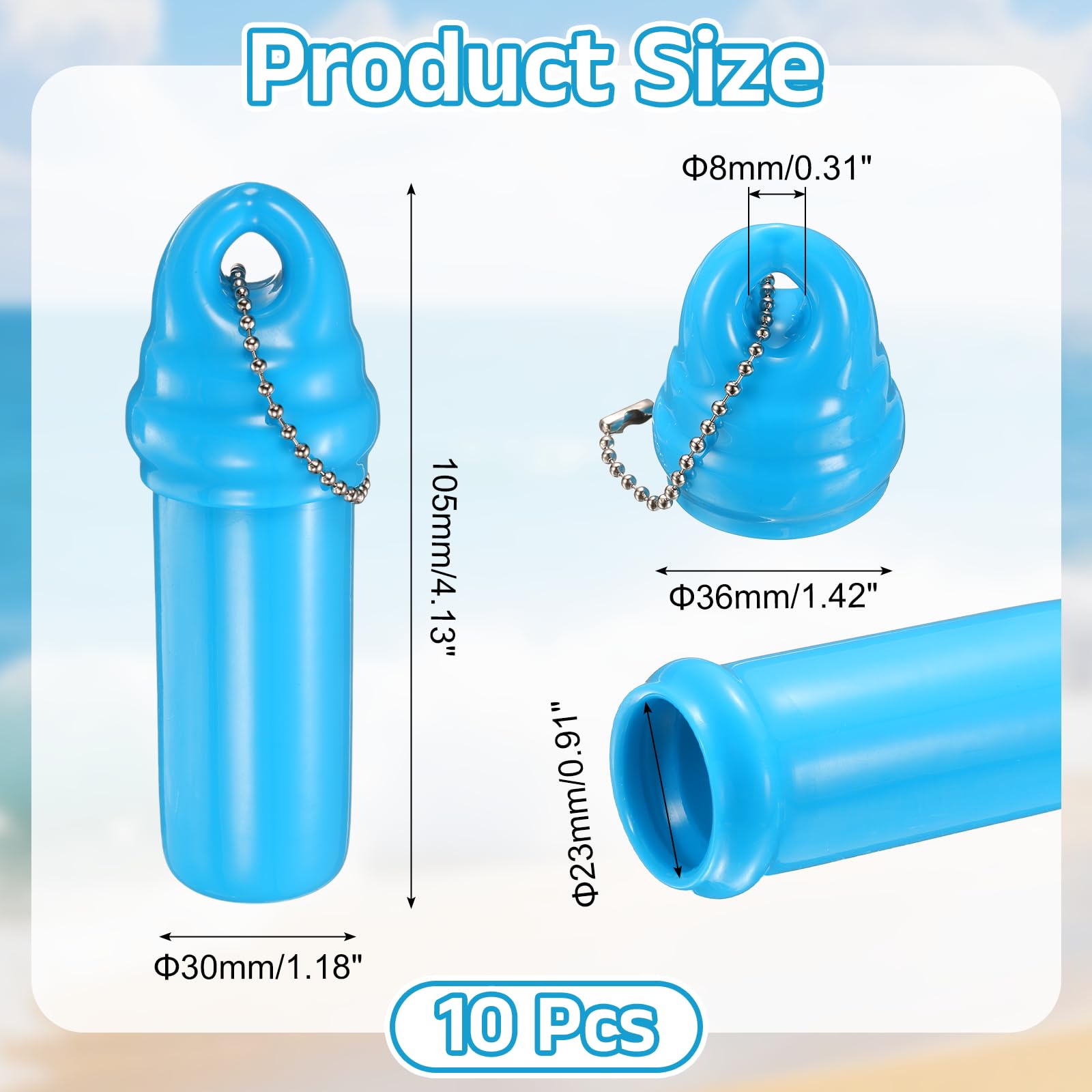 QUARKZMAN 10Pcs Portachiavi Galleggiante Portachiavi Ciondolo Azzurro Cielo | Con Contenitore Impermeabile, Galleggiante, Per Barche Pesca Sport Acquatici