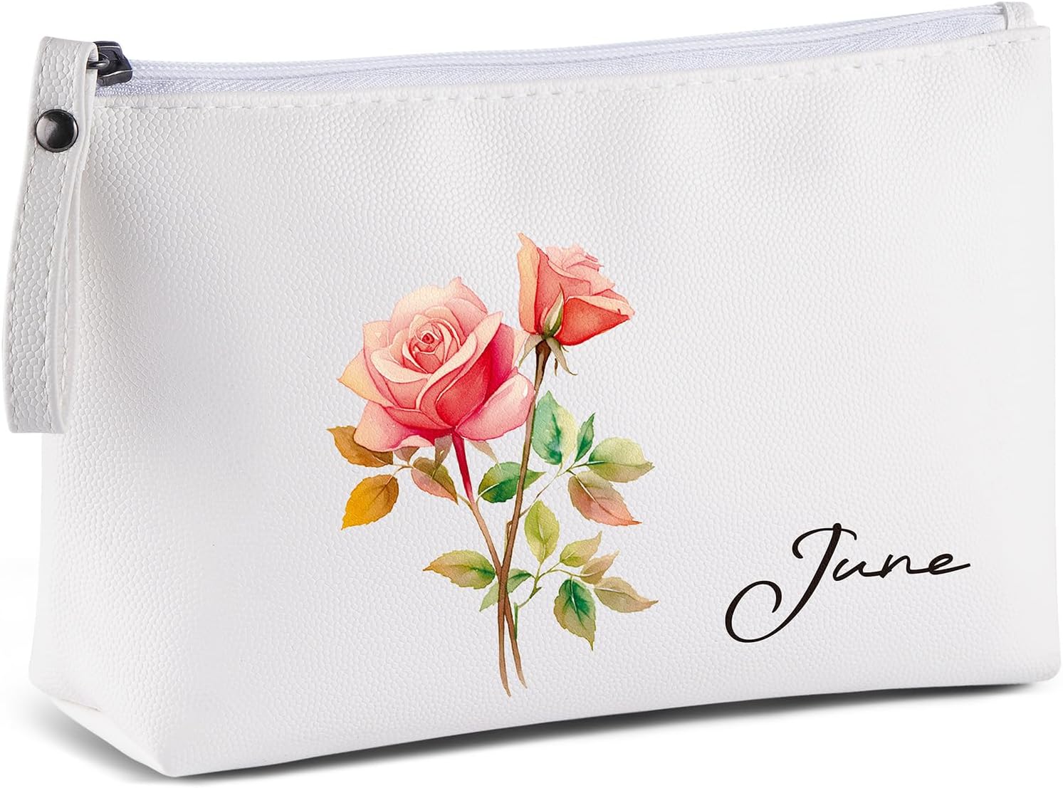 Small Makeup Bag Personalized Cosmetic Bag Makeup Pouch Black Make up Bag for Purse Birthday Gifts for Women(White), White-6
