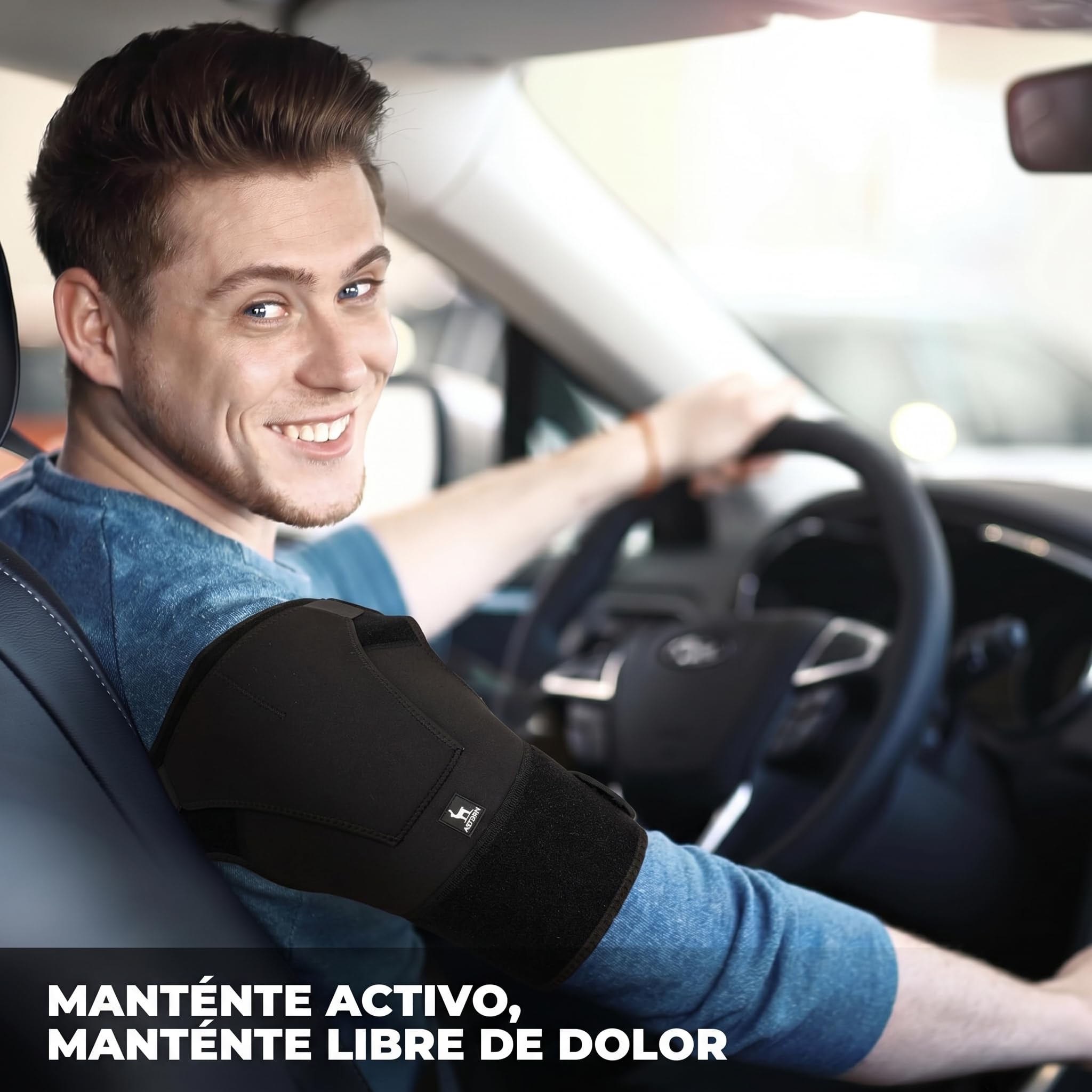 Astorn Soporte para Hombro Ajustable con Compresión Bidireccional y Neopreno Transpirable - Hombrera Ortopédica Unisex para Hombro Izquierdo o Derecho, Talla S/M con Velcro y Hebilla de Ajuste