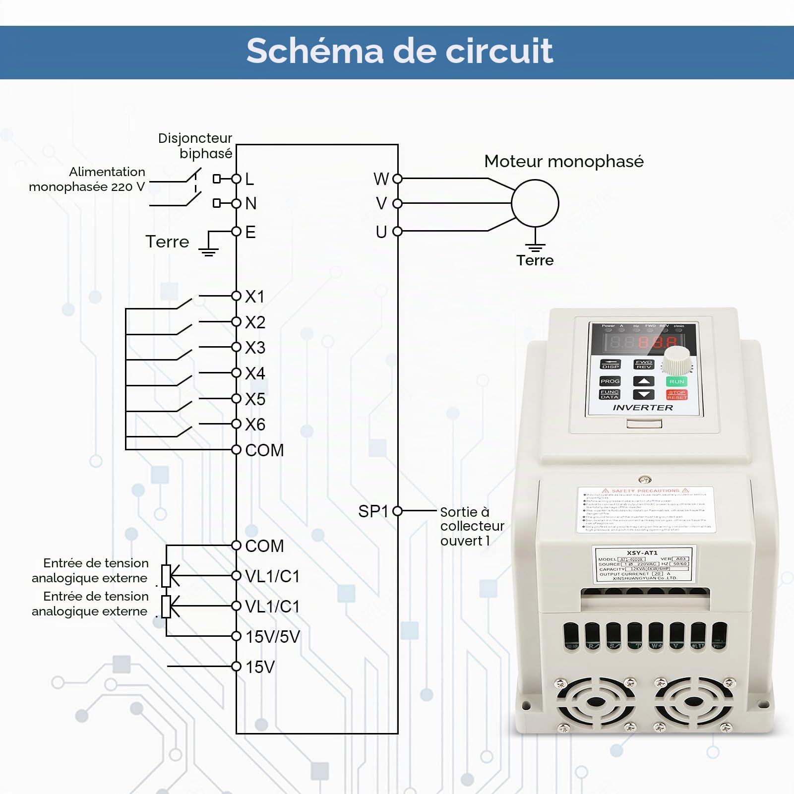 Contrôleurs de Vitesse de Moteur, Contrôleur de Vitesse de Moteur AC 220V 4kW Contrôleur de Vitesse VFD monophasé pour Moteur AC triphasé 4kW