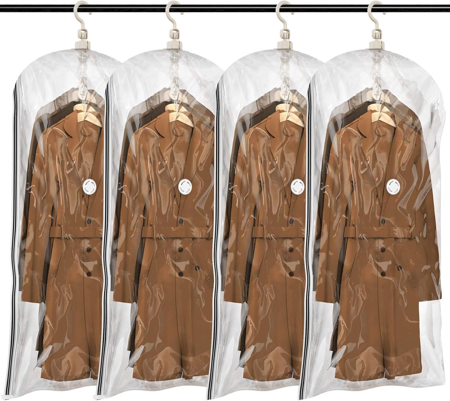 TAILI Hanging Storage Bags Vacuum Pack for Clothes, 4 Packs Long 135×70 CM, Vacuum Seal Storage Bags Packfor Suits, Dress Coats or Jackets, Closet Organizer TAILI Hanging Storage Bags Vacuum Pack for Clothes, 4 Packs Long 135×70 CM, Vacuum Seal Storage Bags Packfor Suits, Dress Coats or Jackets, Closet Organizer