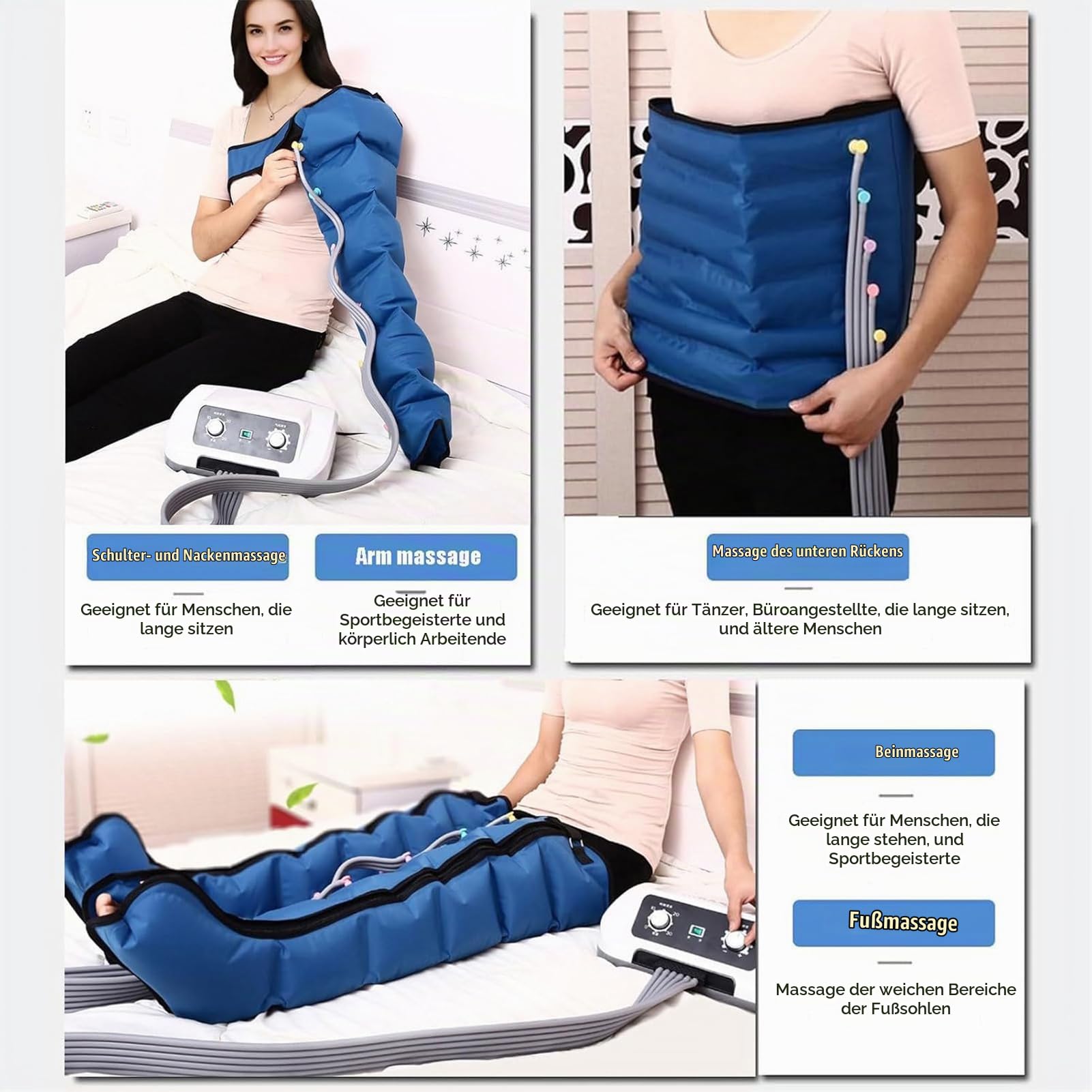 Lymphdrainage Gerät Beine Bei Lipödem, Venen Massagegerät Mit Timer-Funktion, Beinmassagegerät Mit 6 Luftkammern Einstellbarer Druck, Ideal Bei Lipödem, Wassereinlagerungen Und Schwellungen
