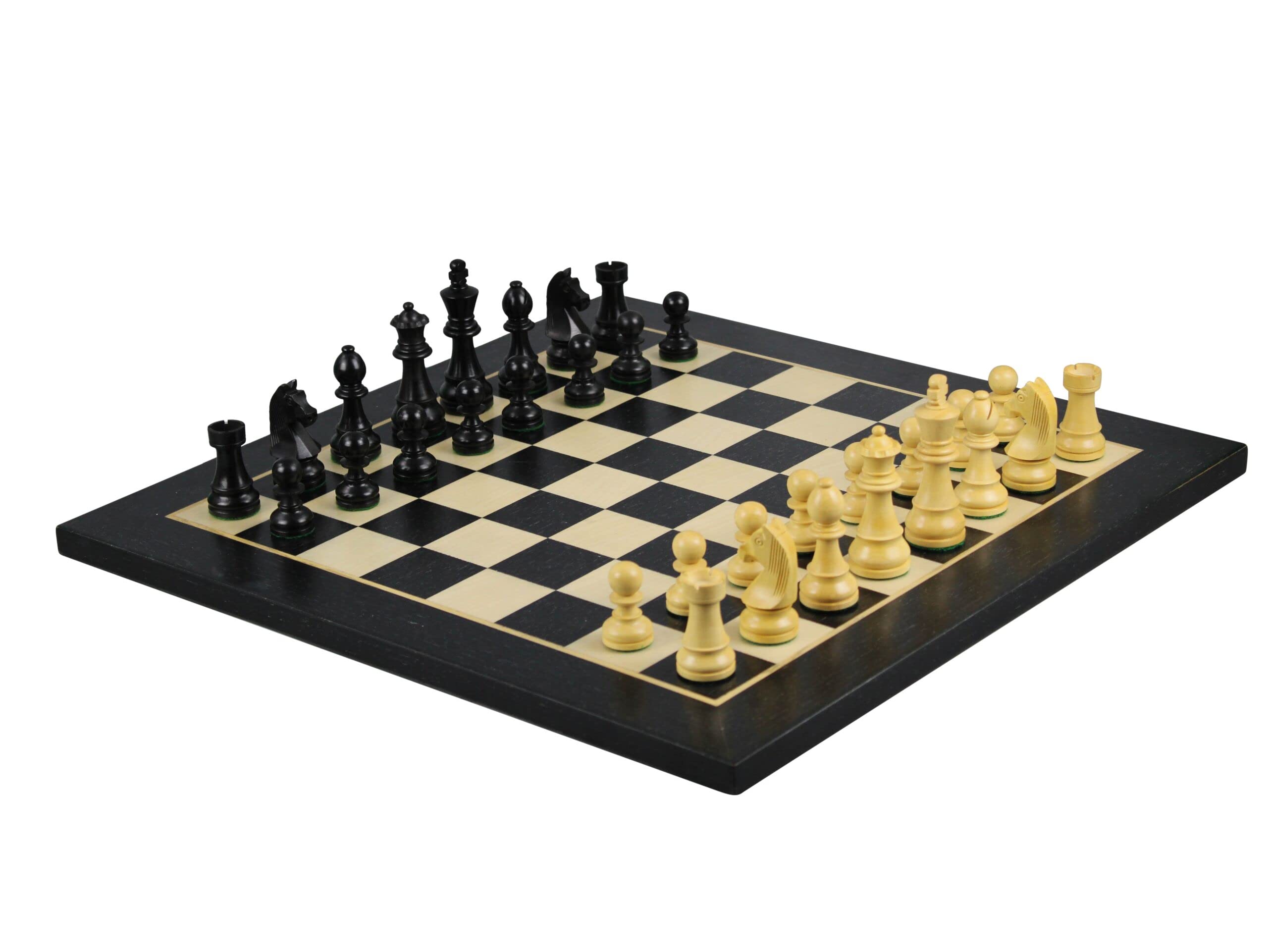 Helena - Set di scacchi a tavola piatta, in legno di ebano, 60 cm, pesato in ebano tedesco Staunton, pezzi da 8,75 cm