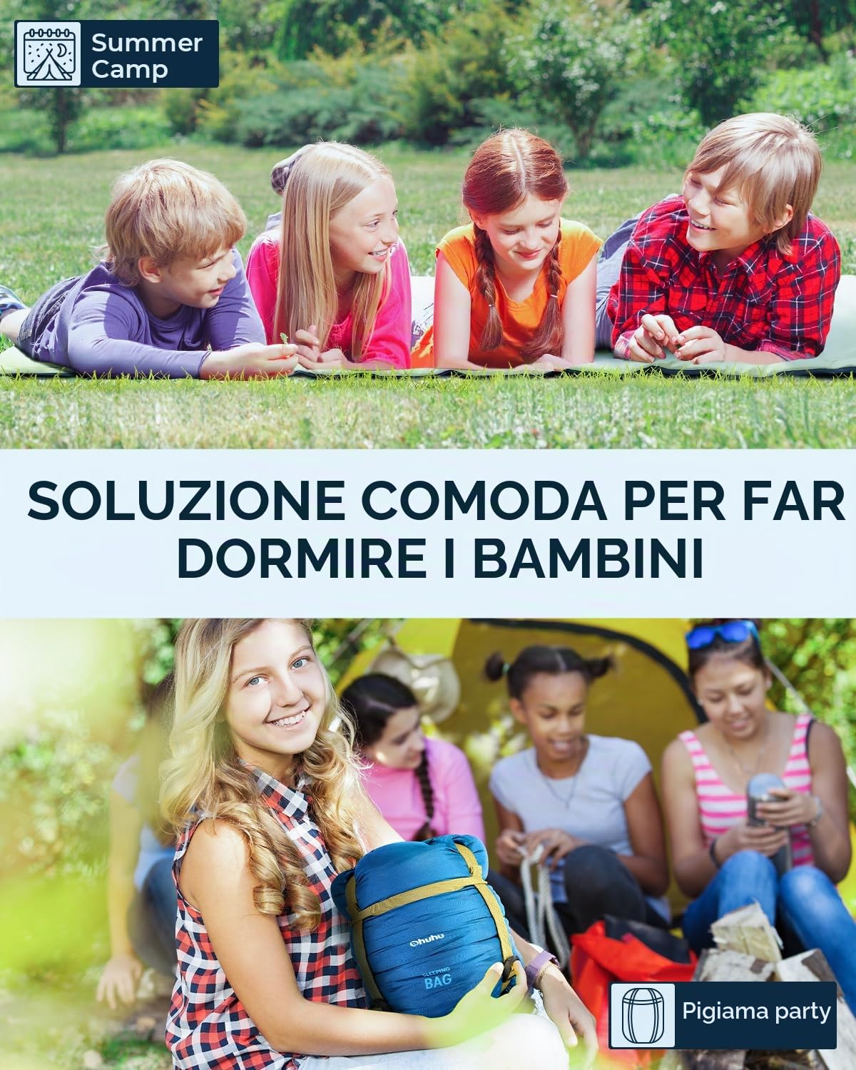 Sacco a Pelo, Ohuhu Estate Sacchi a Pelo per Adulti Sacchi a Pelo Leggero e Idrorepellente per Uso Interno ed Esterno,Zaino in Spalla e Campeggio ed Escursionismo, 15℃-25℃