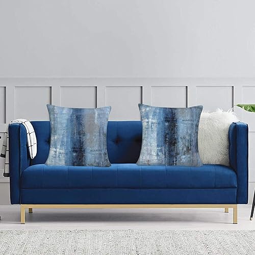 Miniatura 7 de Juego de 2 fundas de cojín decorativas de terciopelo con diseño de arte abstracto, súper suave, cuadrada, con cremallera, para sofá, sofá, 17.7 x