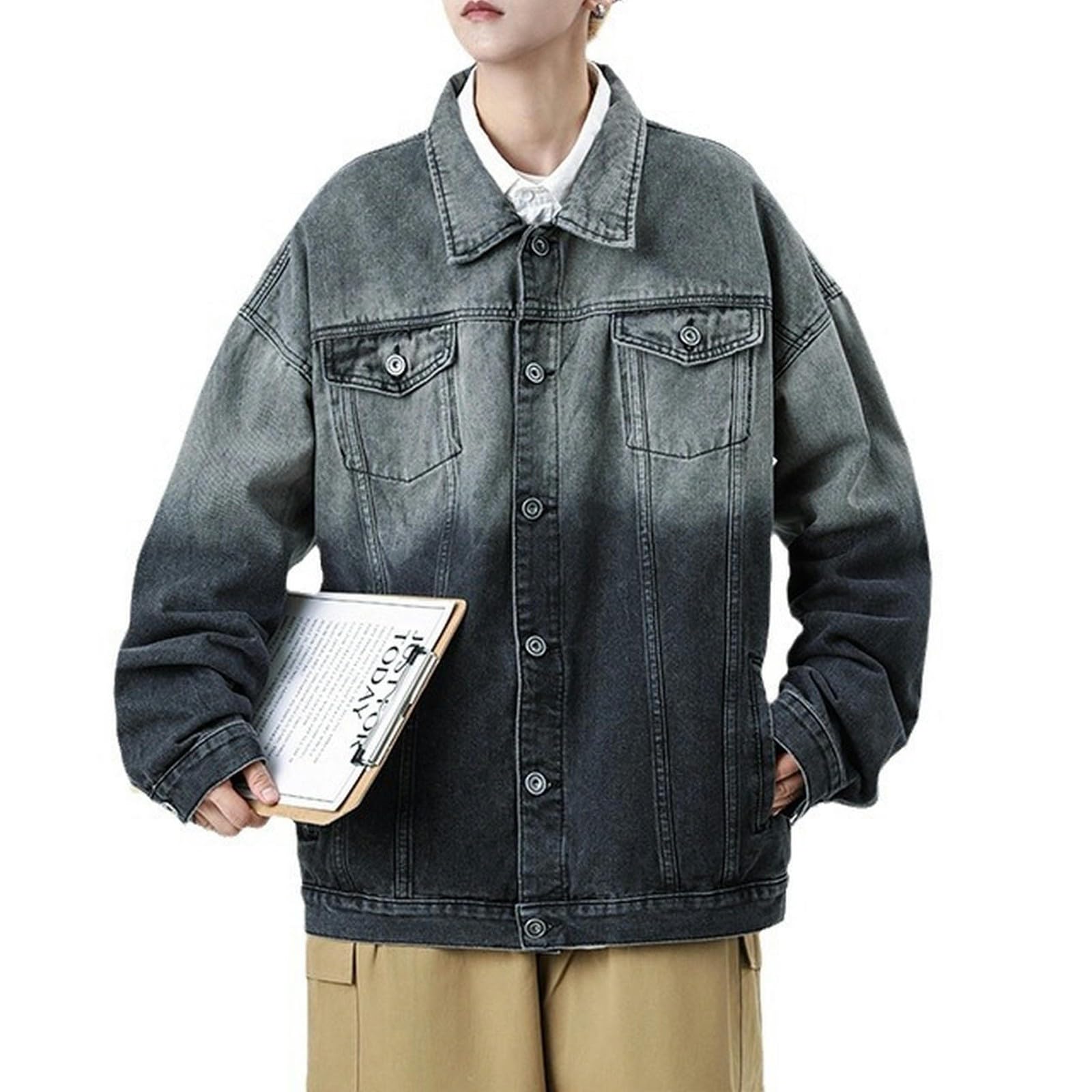 Giacca di Jeans da Uomo, Abbigliamento Primaverile in Denim, Moda Maschile, Giacca di Jeans da Uomo, Top da Uomo - Blu - XXL