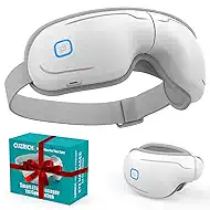 Eye Massager with Heat and Compression - Classic White Heated Eye Mask with Vibration, Bluetooth Music, 6 Modes, Rechargeable 1200mAh Battery for Eye Strain, Dry Eyes, Migraines Relief