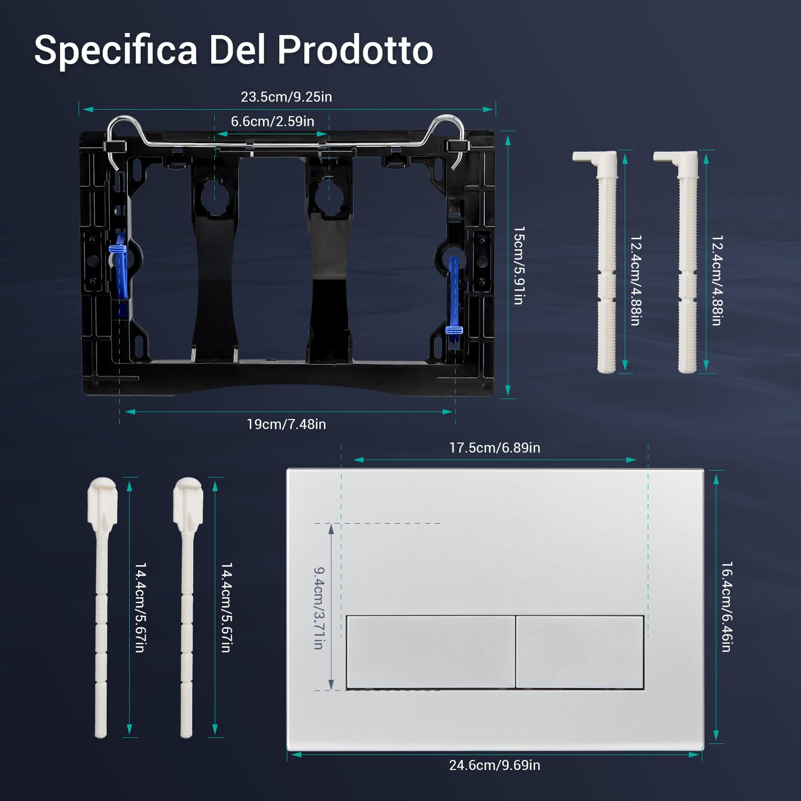 Empyreal Placca di controllo, pezzi di ricambio per cassetta di scarico, modelli precedenti Placca di controllo per Geberit Sigma01 UP320&300, Doppio scarico(Argento Opaco)