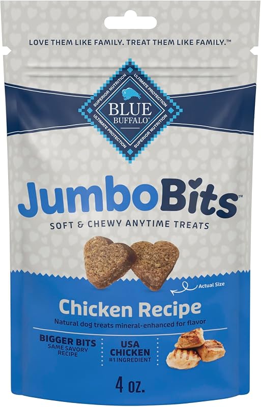 Petisco macio para cães com frango Blue Buffalo Jumbo Bits, 113 g