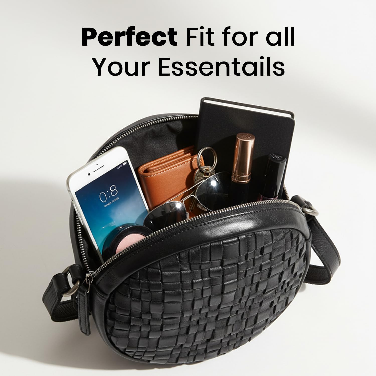 Genuine Leather Round Crossbody Bags For Women, Sling Bag For Women Crossbody Purse Trendy Casual - Image 4