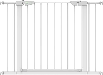 VOUNOT Safety Gate for Baby 75-108 cm, Pressure Fit Stair Gates, Auto Close, Ideal for Kids and Pets, White