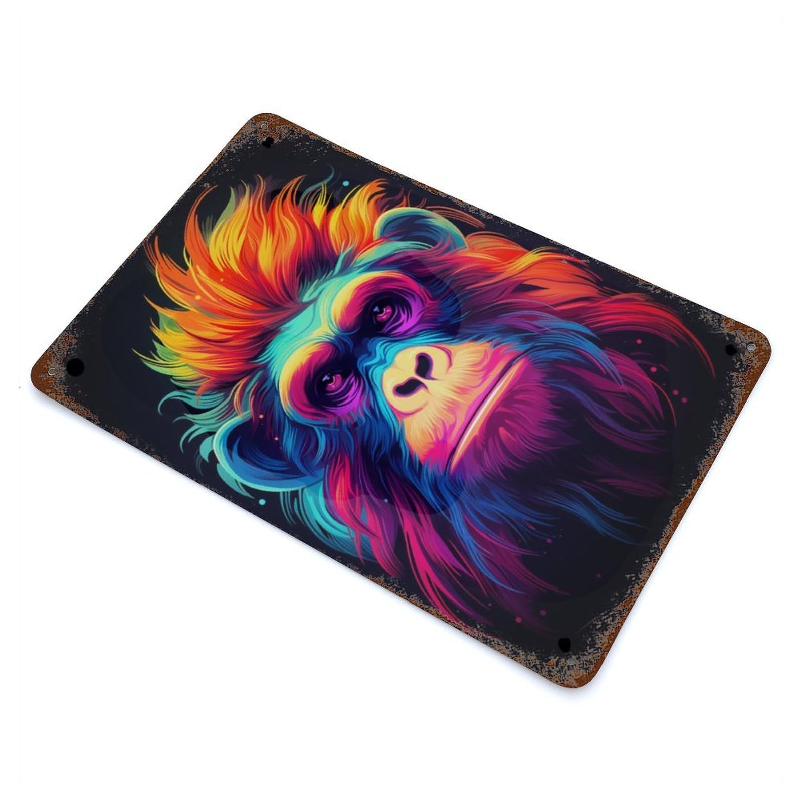 Neon Ape Rust Effect Tin Sign 11.8"x7.9", Ideal for Farmhouse, Kitchen And Entryway Decor