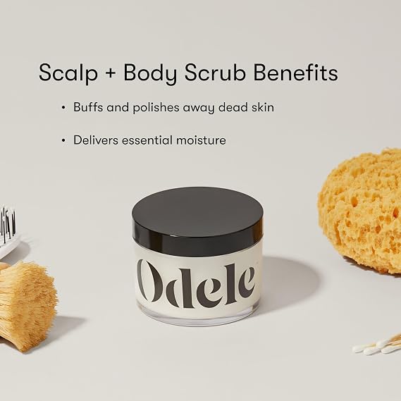 Odele Scalp & Body Scrub, Exfoliating Sugar Scrub, Hydrates & Smooths, 8 oz | Vegan, dermatologist-tested formula removes buildup, hydrates & smooths skin & scalp for all hair & skin types