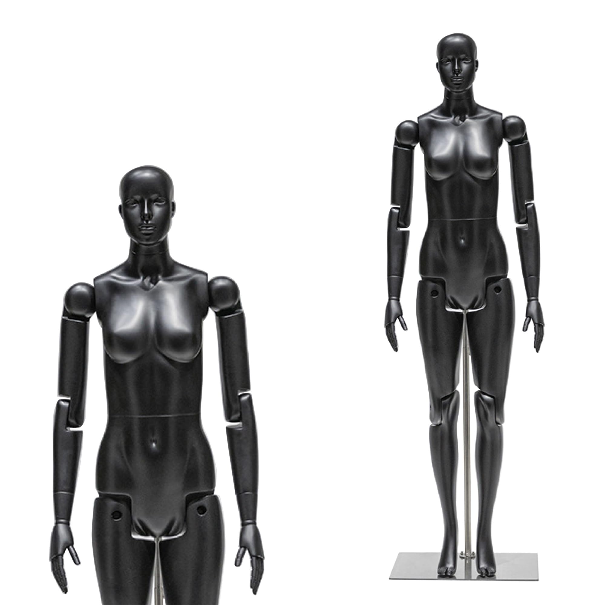 Jxjarnet Full Body Articulated Mannequin, Posable Robot Style Dress Form with Flexible Joints for Sports and Activewear Display(Black,With Face Adult Female)