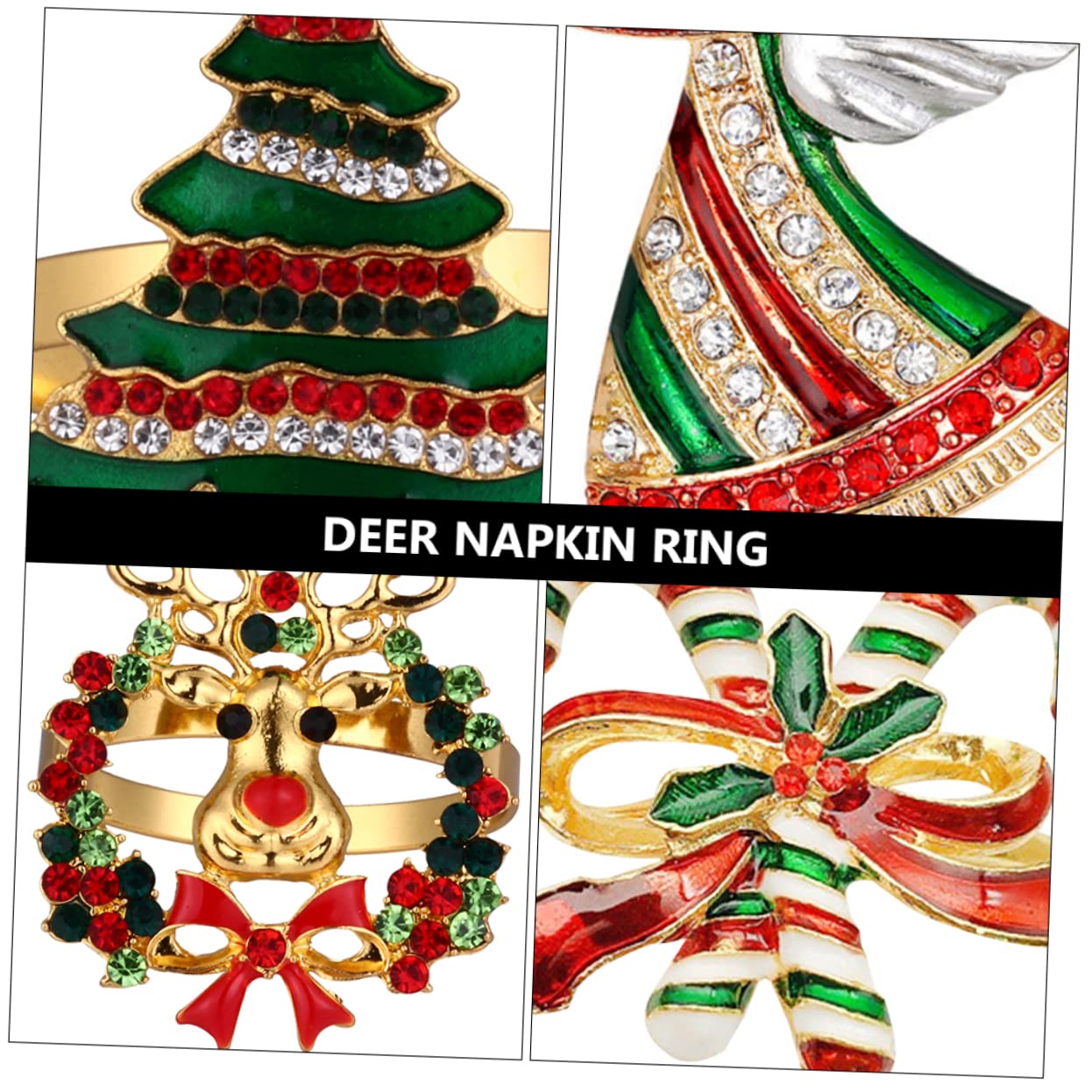 OUNONA 12stücke Teiliges Weihnachtsserviettenringe Aus Legierung Elegante Tischdekoration Für Festlichkeiten Für Weihnachten Hochzeiten Und Partys Rot Und Grün