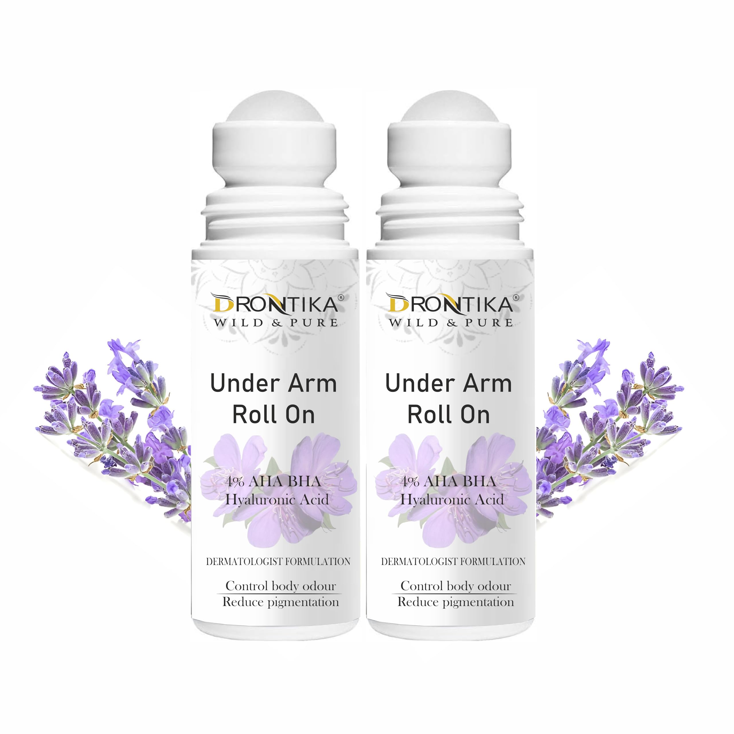 Drontika Wild & Pure Lavender Deodorant Roll-On with AHA & BHA – Pack of 2 | Long-Lasting, Natural Odor Protection for Underarms | Alcohol-Free, Skin-Friendly Formula-image-28