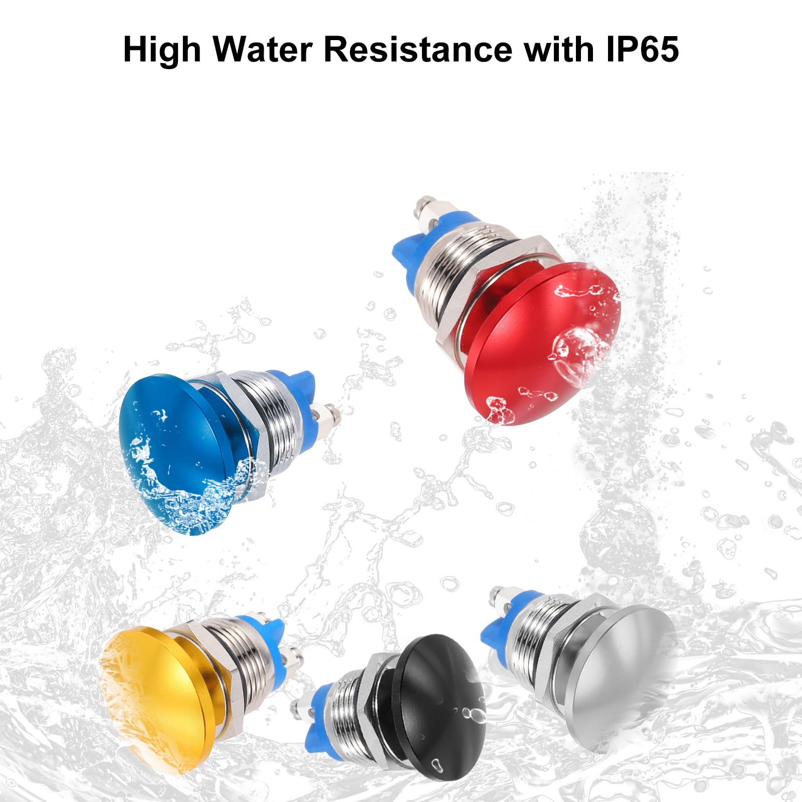 METALLIXITY 2PCS 3A 19MM 3/4" Momentary Mushroom Head Push Button Switch 12V 24V 120V 250V AC Green 1NO Waterproof IP65 SPST Self-resetting Domed Round 2 Screw Foot Button - Image 3