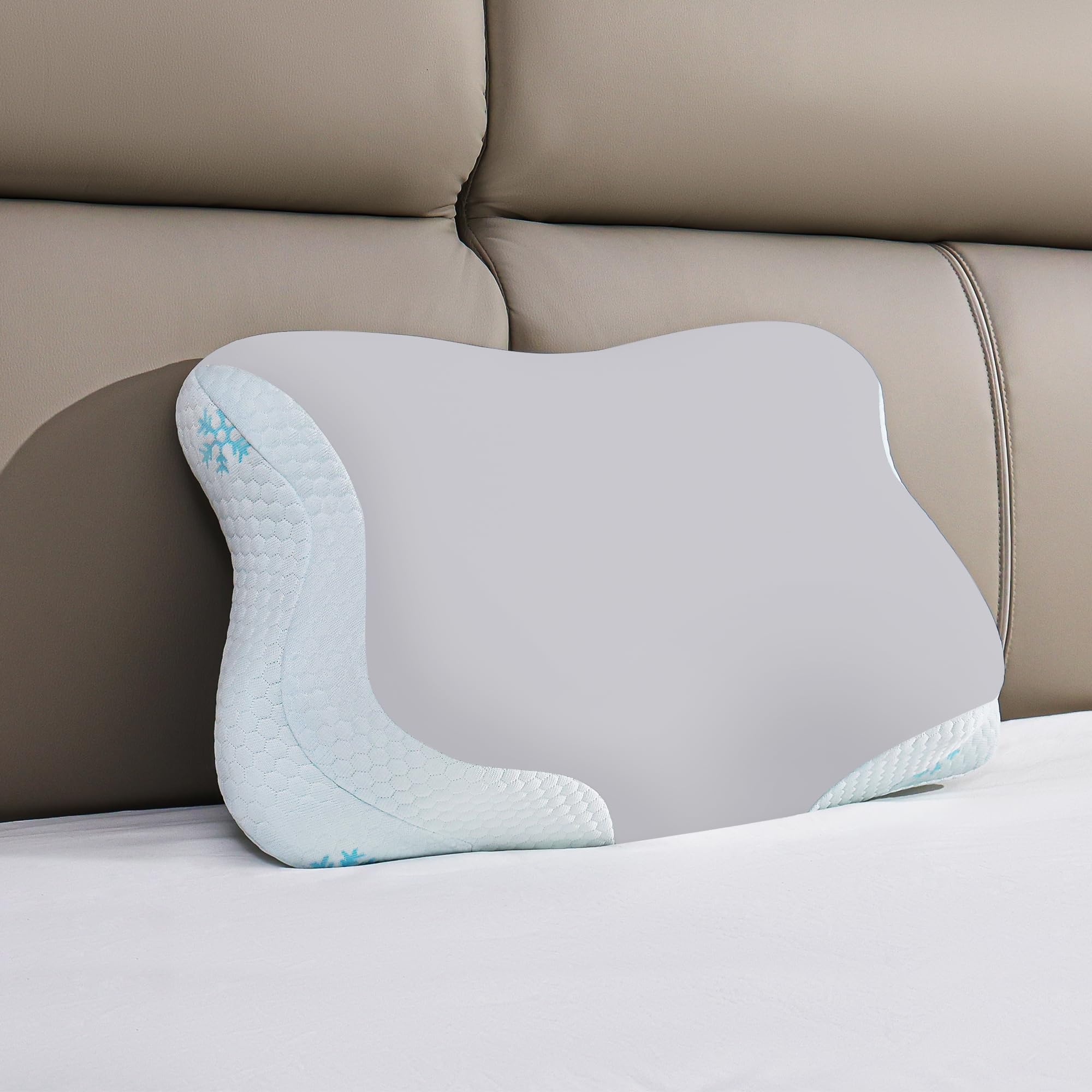 CloudÉtoile Cervical Pillow Memory Foam – 2‑in‑1 Memory Foam Pillow for Deep Sleep, Height‑Adjustable Neck Support Pillows for Back Stomach Side Sleepers, CertiPUR-EU and OEKO-TEX, 64x38x12 cm, Grey