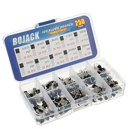 Miniatura 2 de BOJACK 10 valores 250 piezas A1015 BC327 BC337 C1815 S8050 S8550 2N222 2N2907 2N3904 2N3906 PNP NPN Power Transistores de uso general Kit surtido