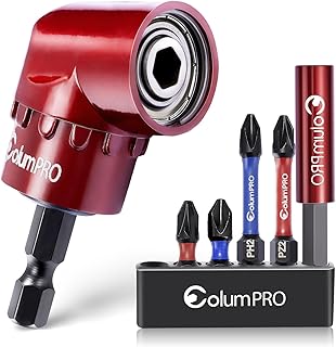 105 Degree Right Angle Drill Screwdriver Bit Set, 1/4” Hex Shank Right Angle Drill Attachment with 4PCS PZ2 & PH2 Screwdriver bits and bit holder