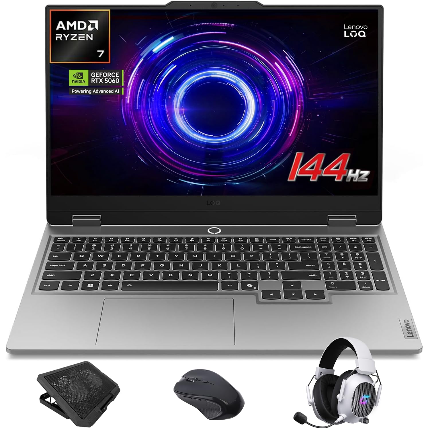 Lenovo LOQ RTX 5060 Gaming Laptop, 15.6" FHD 144Hz NVIDIA G-Sync Display, AMD Ryzen 7 250, NVIDIA GeForce RTX 5060, 16GB DDR5 RAM, 1TB SSD, 5MP