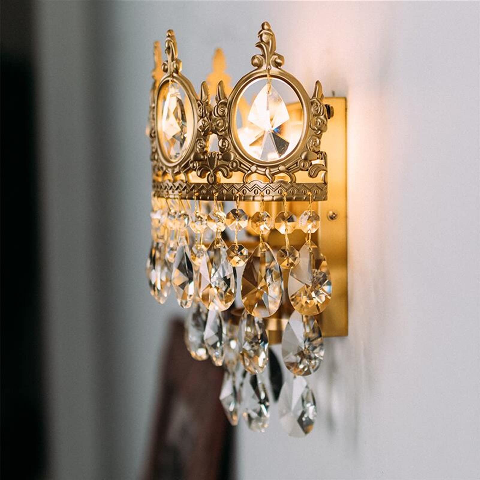 KLXSIVU Wall Lamp Copper Living Room Bedroom Decoration Luxury Aisle Lighting,Chandelier Ceiling Fixtures,Cool White